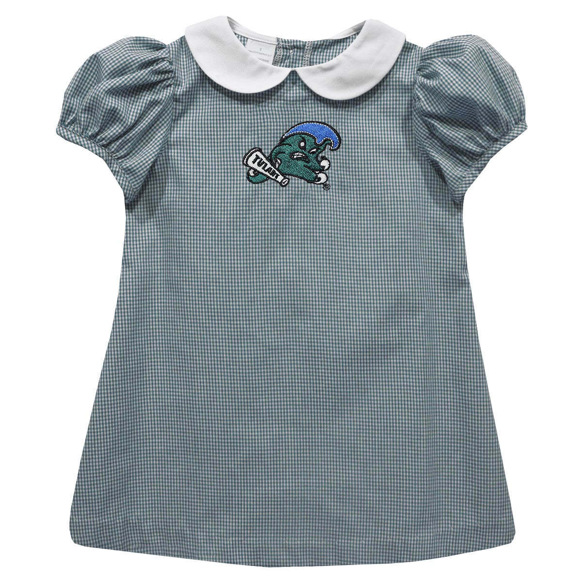 green gingham toddler dress Girls Vive La Fete Tulane Green Wave Puffy A-Line Flat Boot Laces