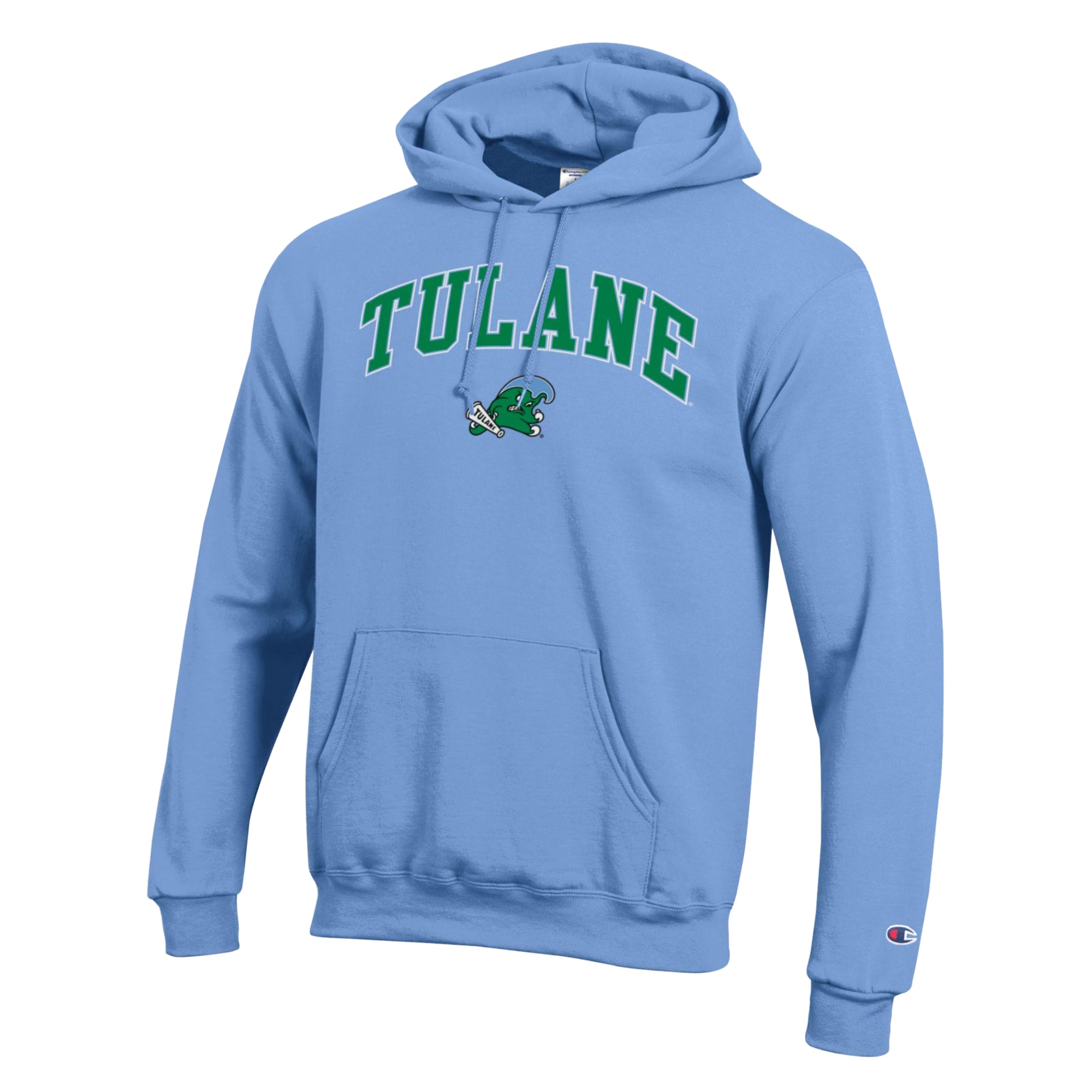 Sweat à capuche Champion bleu Tulane Green Wave Powerblend pour homme