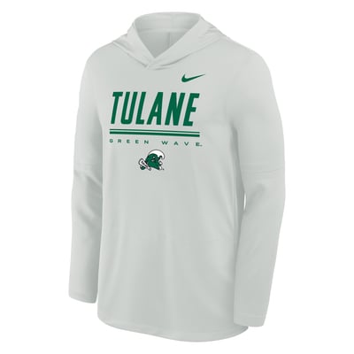  Tulane Green Wave Nike Basketball Lightweight Dri-FIT Hoodie - Gray