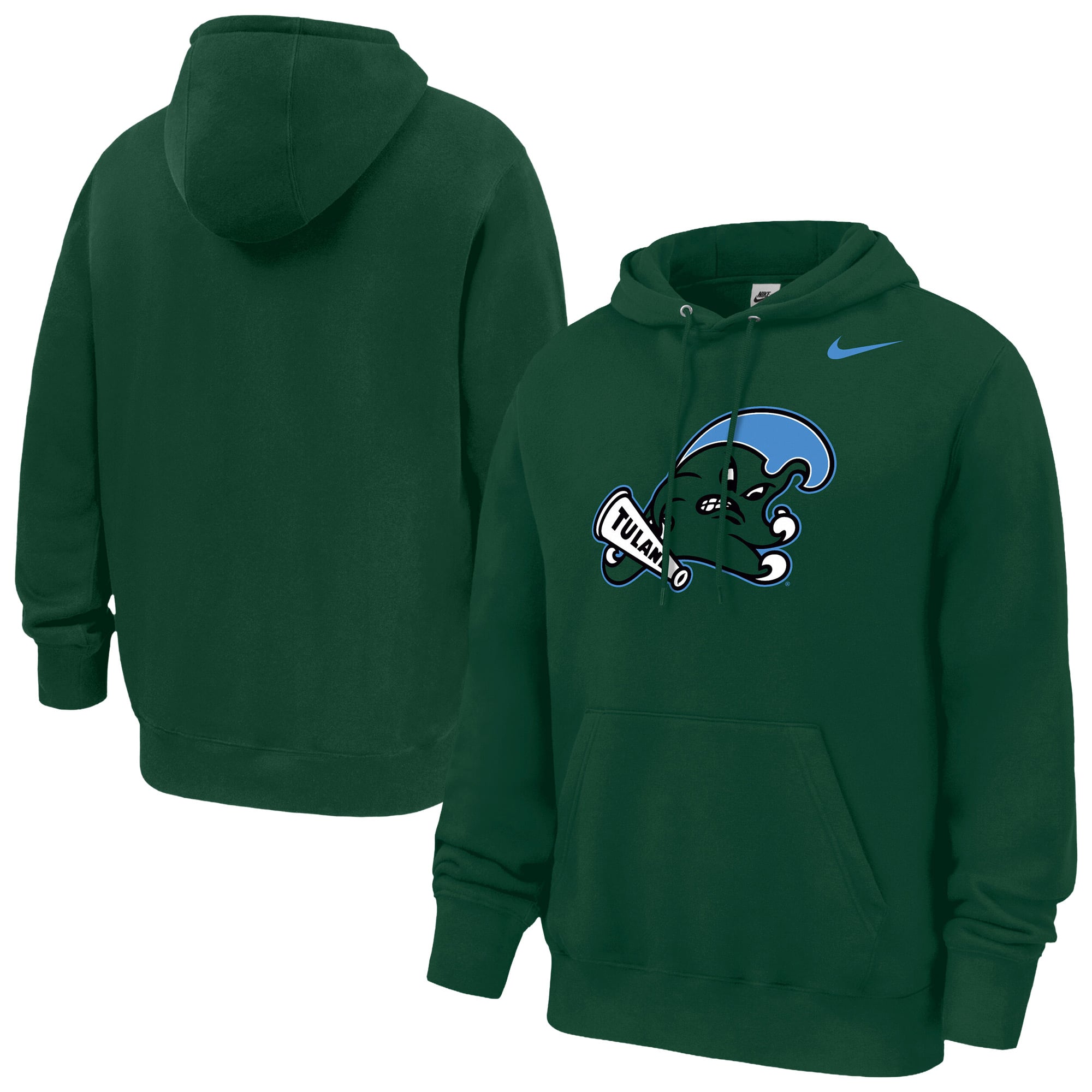 Sweat à capuche en polaire Nike Green Tulane Wave Club pour homme