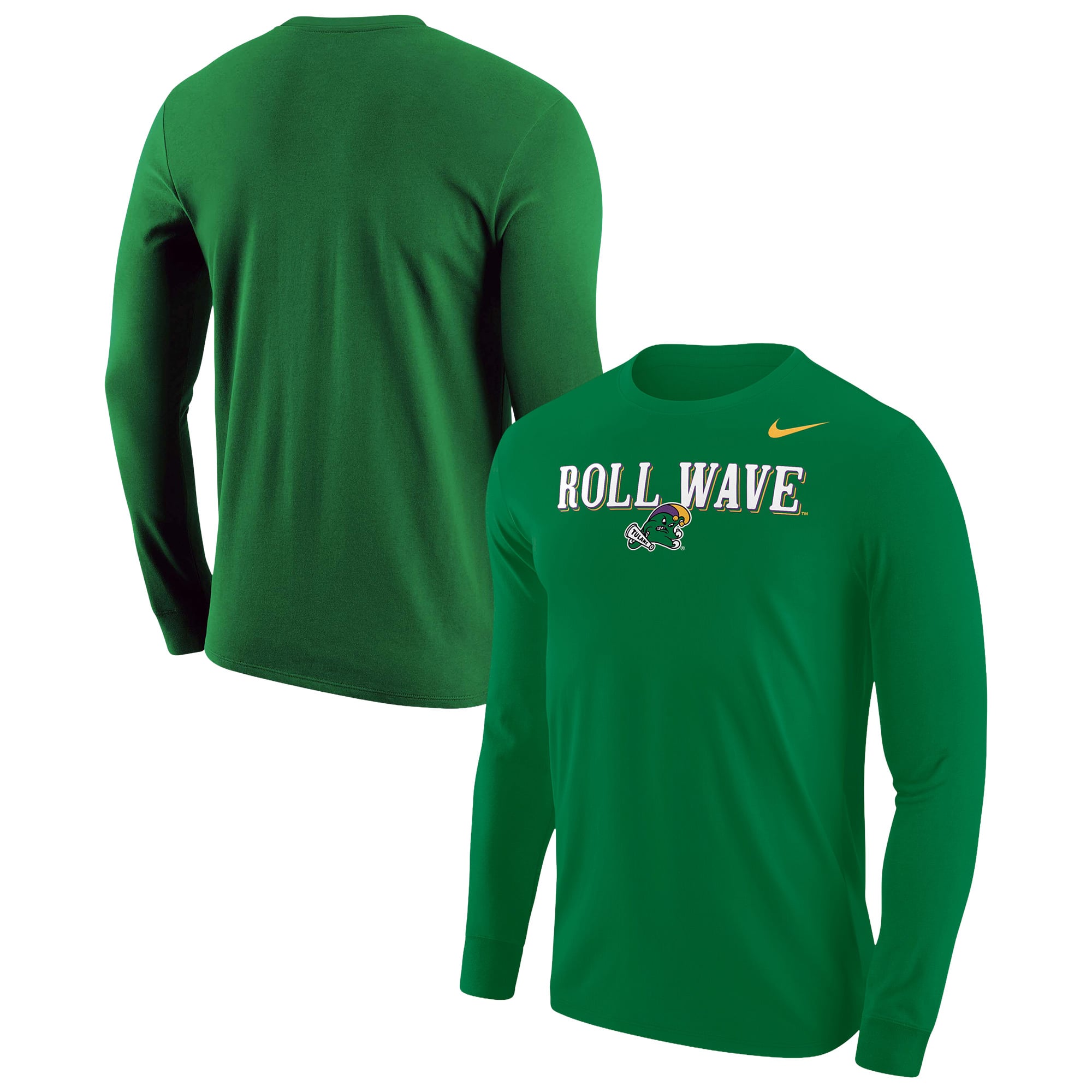 T-shirt à manches longues Nike Green Tulane Wave Roll pour homme
