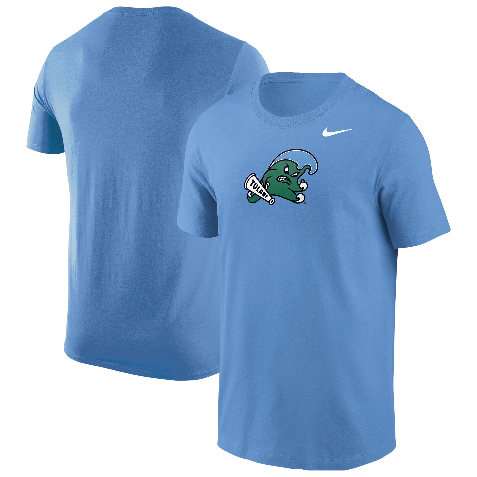 T-shirt Nike pour homme, bleu clair, motif vague verte Tulane