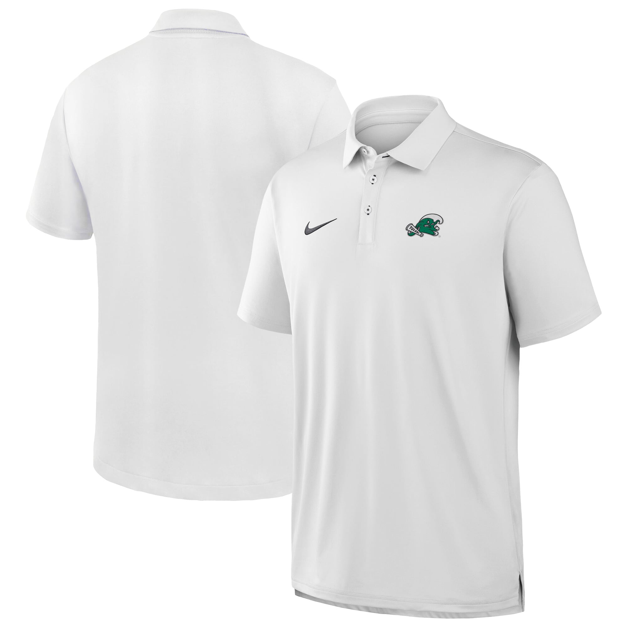 Polo Nike blanc Tulane Green Wave 2026 Sideline pour homme