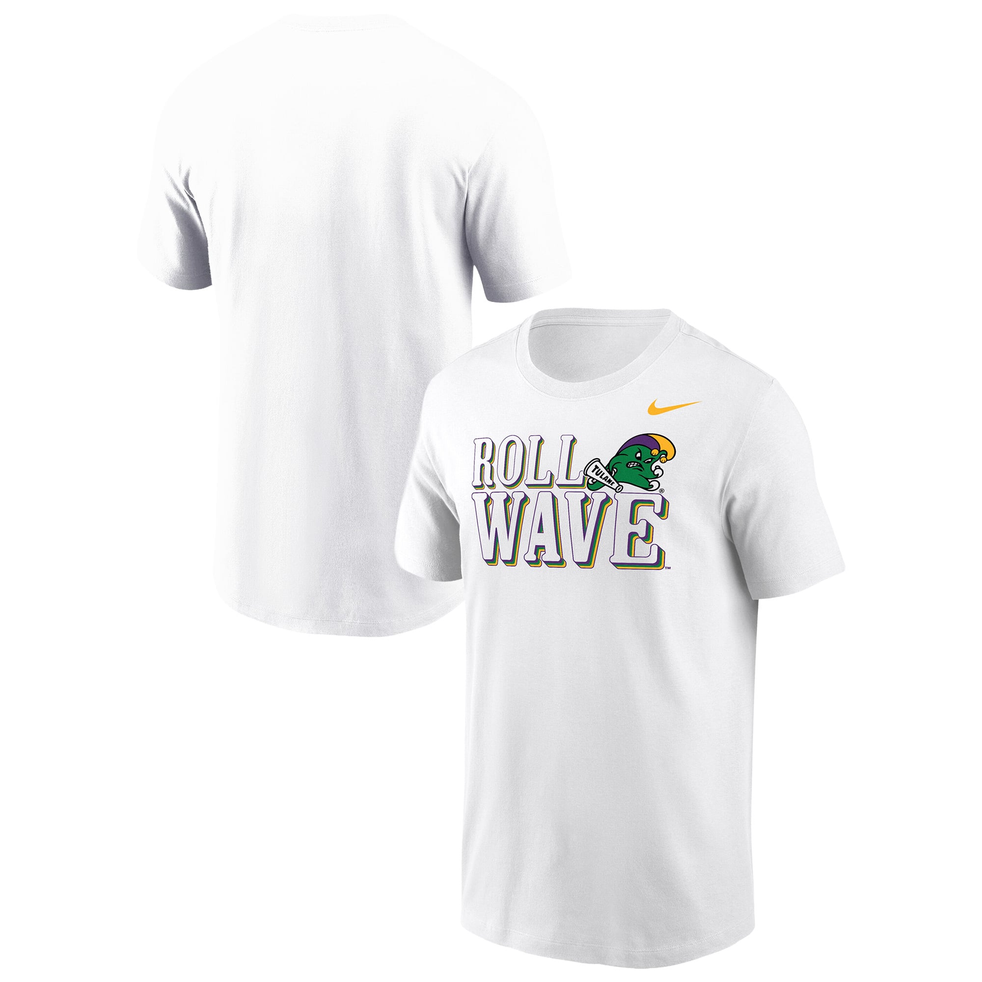 T-shirt Nike Dri-FIT blanc Tulane Green Wave Roll pour homme