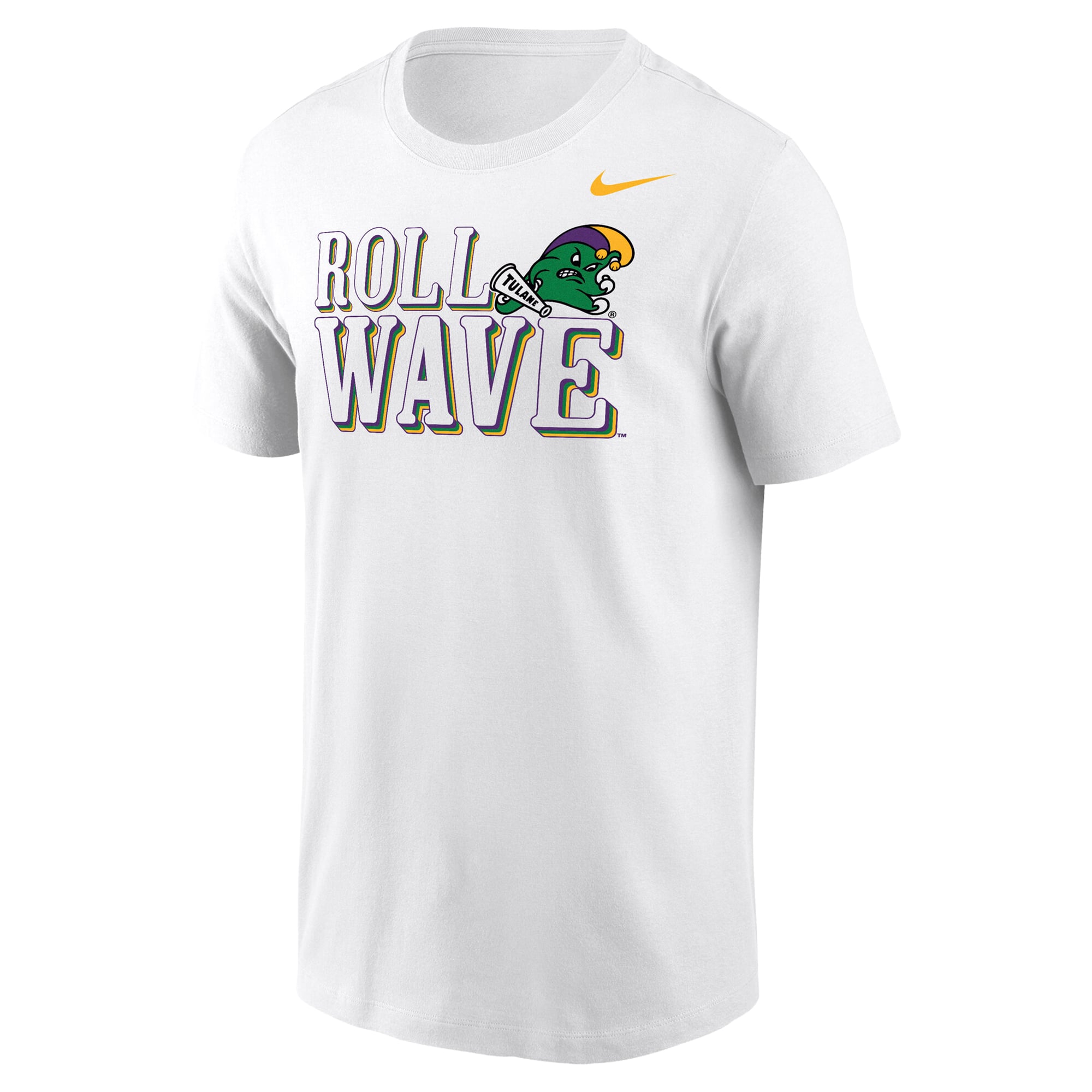 T-shirt Nike Dri-FIT blanc Tulane Green Wave Roll pour homme