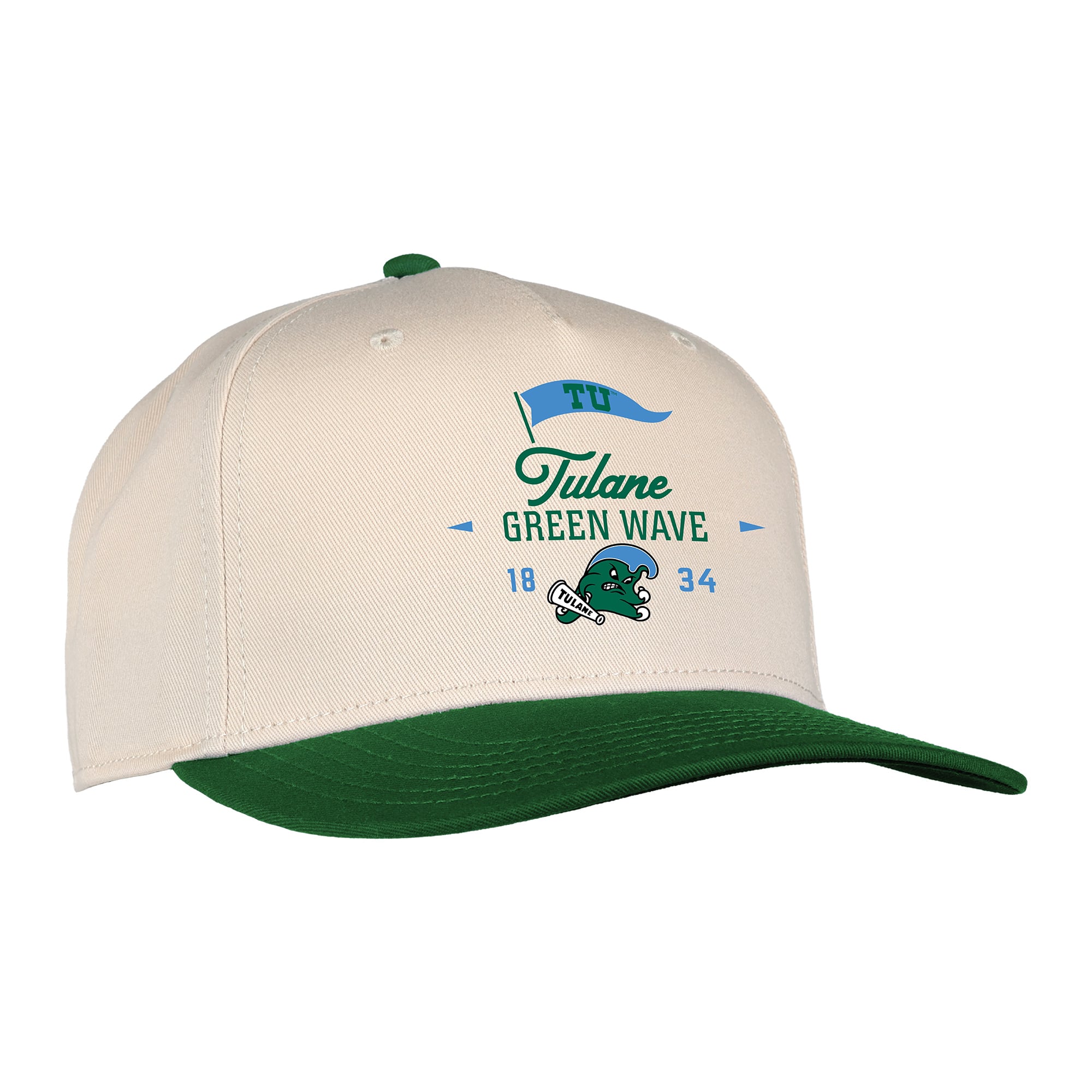 Chapeau ajustable unisexe Ahead Cream Tulane Green Wave The 1995