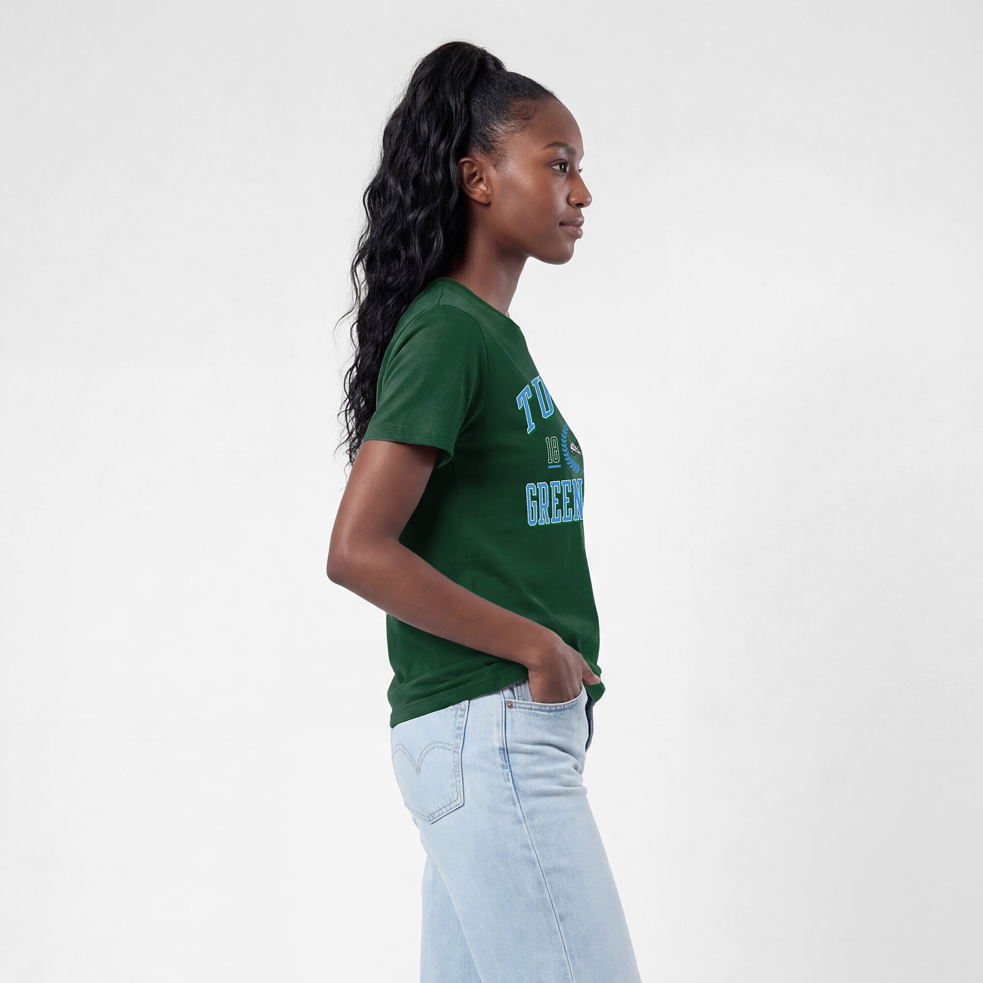 Women's Champion Green Tulane Wave Lifestyle T-Shirt