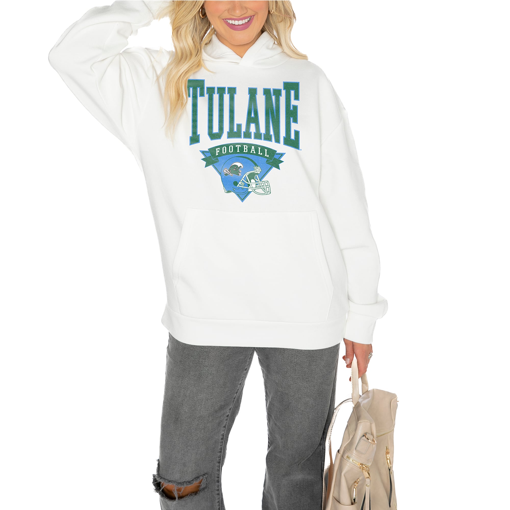 Women's Gameday Couture White Tulane Green Wave Premium Fleece Pullover  Hoodie