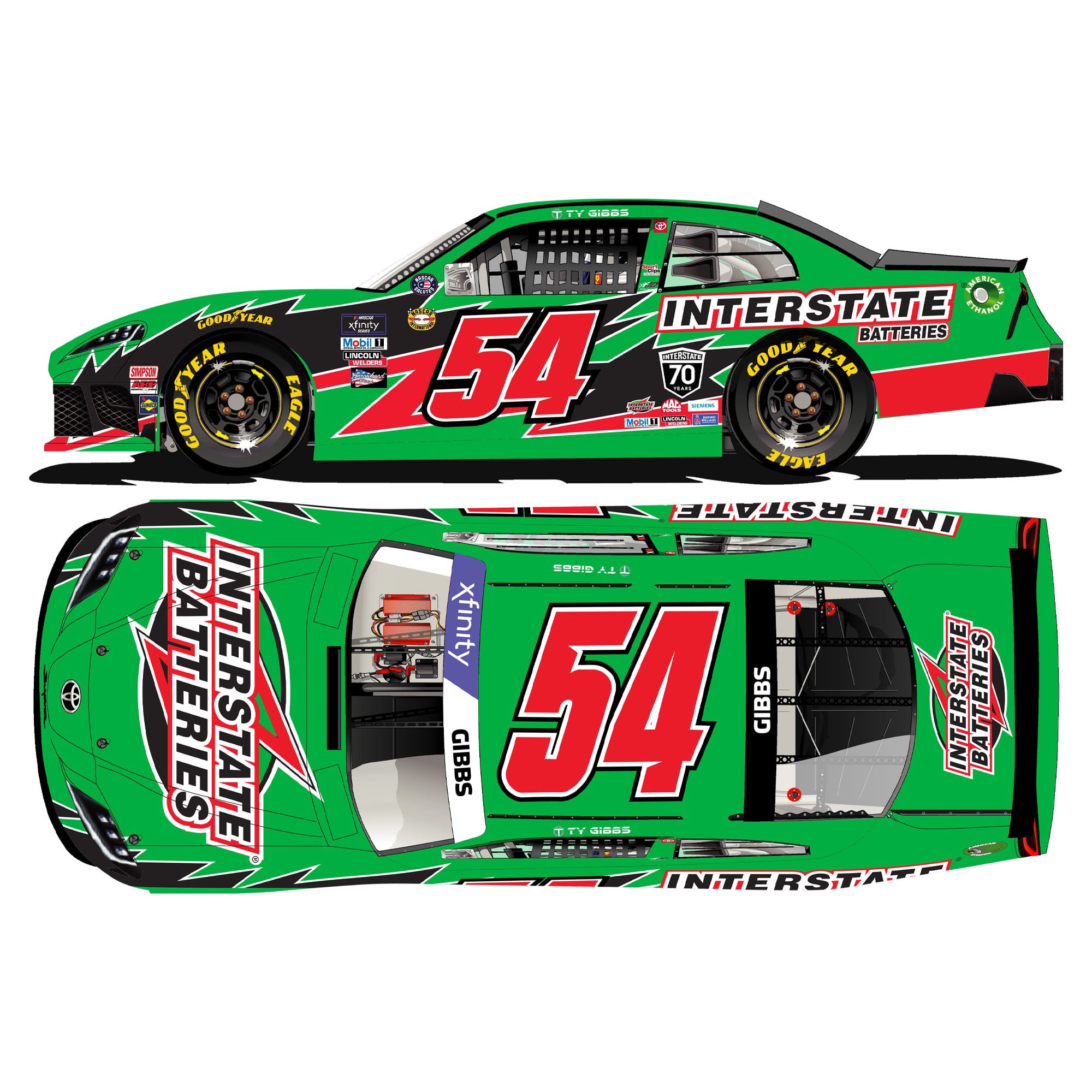 54 Racing Number Nascar Number 54 NEW FOR 2023 #54 Ty Gibbs Racing Sticker Decal SM