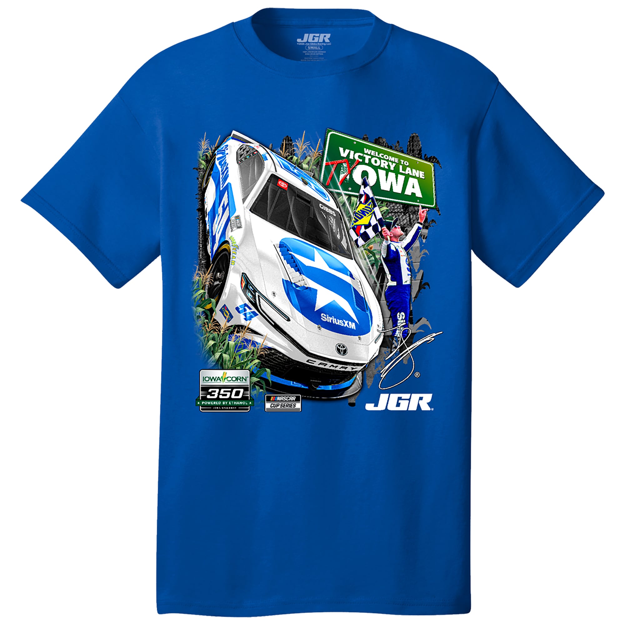 Men's Classic Ink Blue Ty Gibbs 2026 Iowa Corn 350 Race Winner T-Shirt