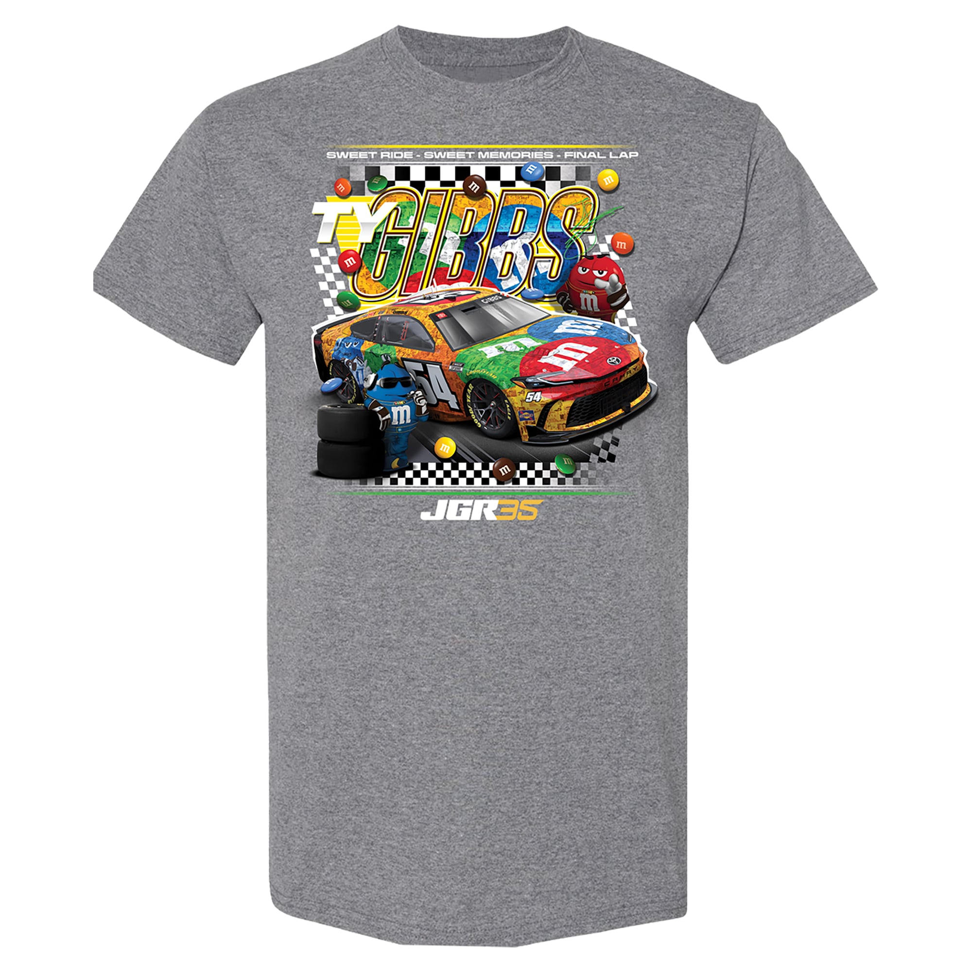 T-shirt homme classique gris chiné Ty Gibbs M&M's Car Final Lap