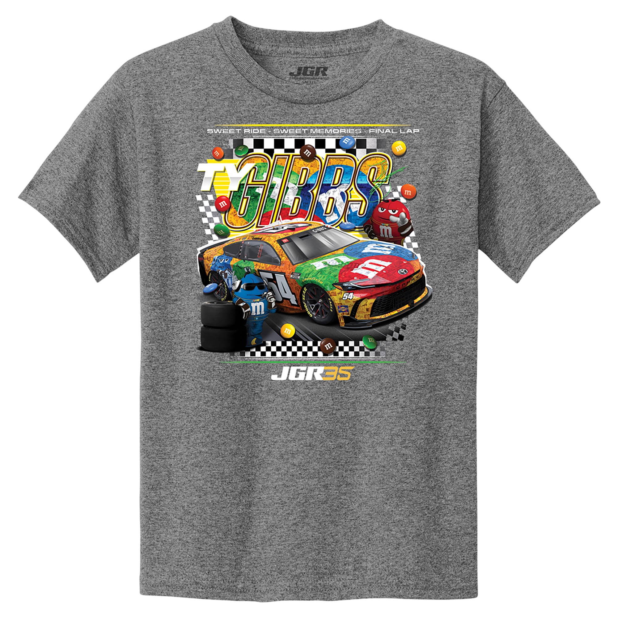 T-shirt Youth Classic Ink Heather Gray Ty Gibbs M&M's Car Final Lap