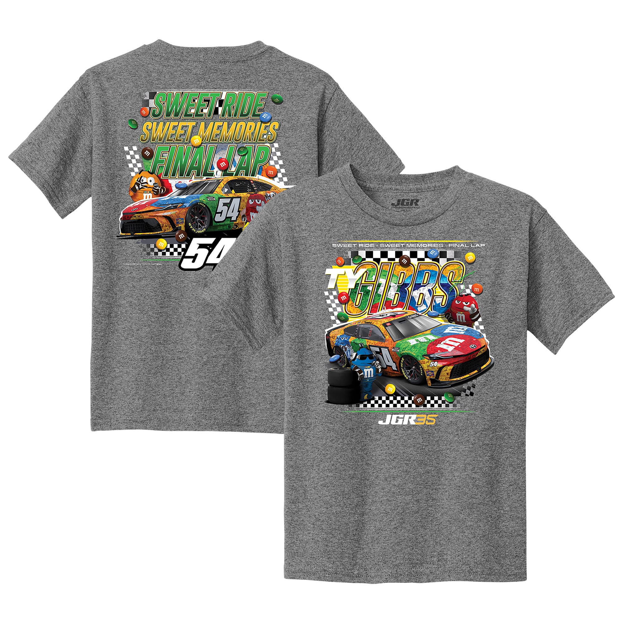 T-shirt Youth Classic Ink Heather Gray Ty Gibbs M&M's Car Final Lap
