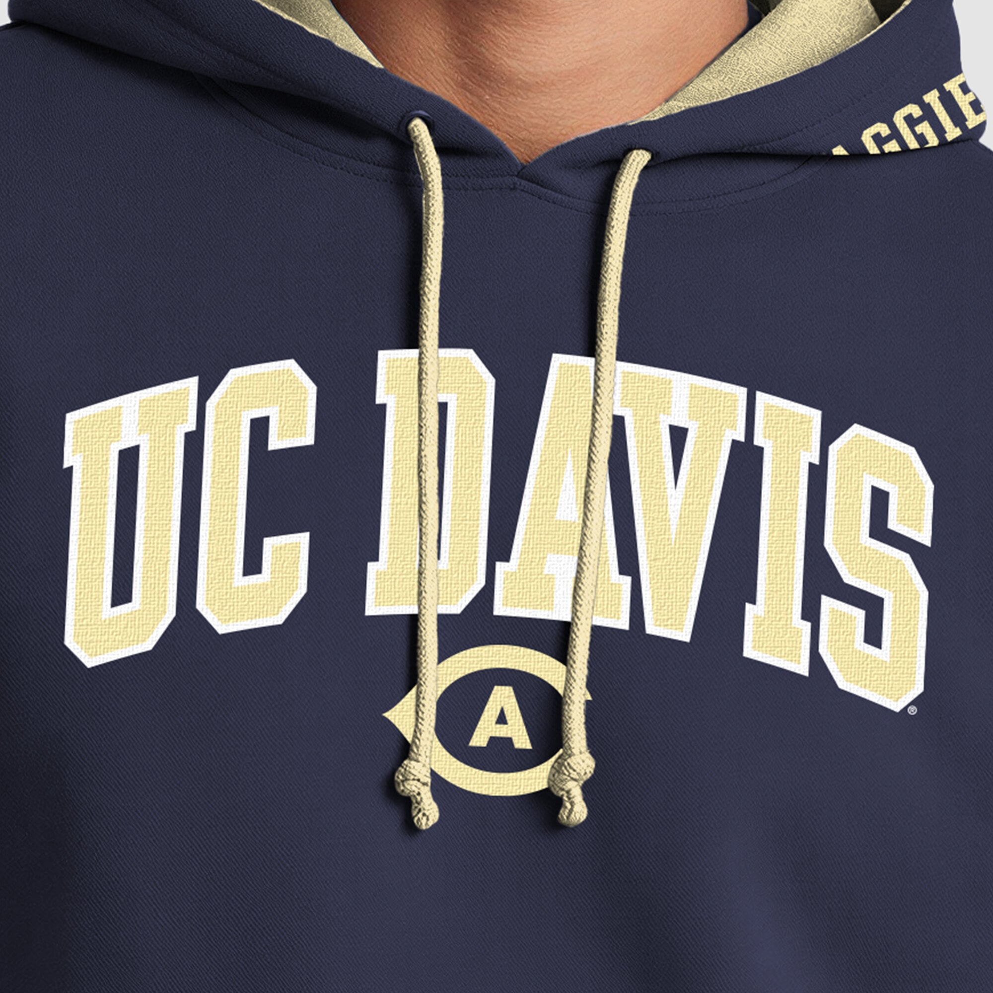 Sweat à capuche contrasté Champion bleu marine/or UC Davis Aggies pour homme