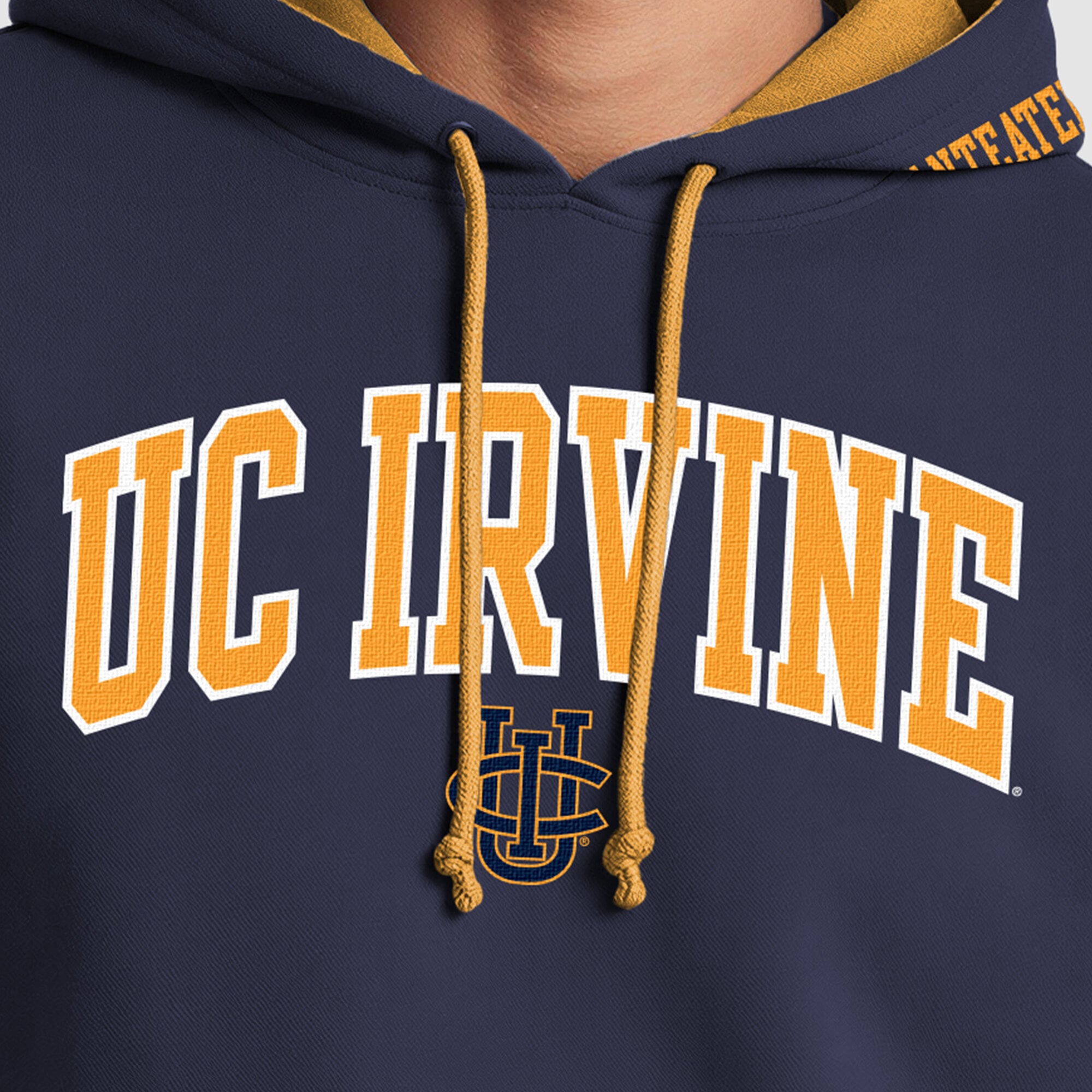 Men's Champion Navy/Gold UC Irvine Anteaters Contrast Hoodie
