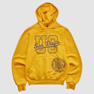 UC San Diego Tritons Russell 2000s Hooded Pullover Sweatshirt - Yellow - XXS by Fanatics Real Vintage