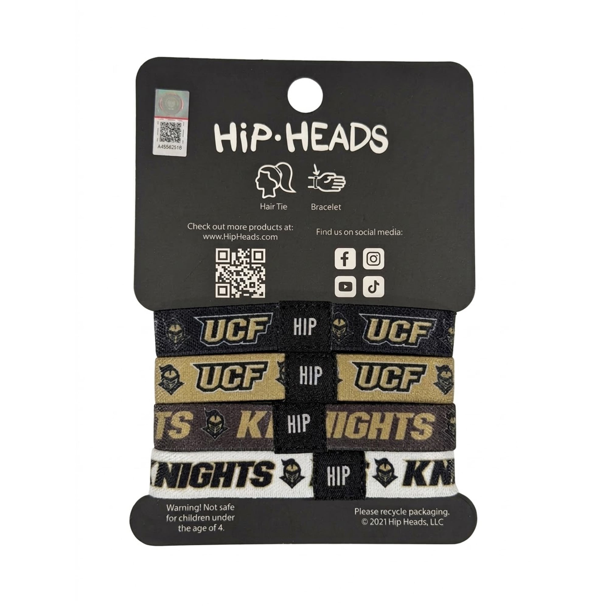 Bracelets élastiques à cheveux Hip Heads UCF Knights (lot de quatre)