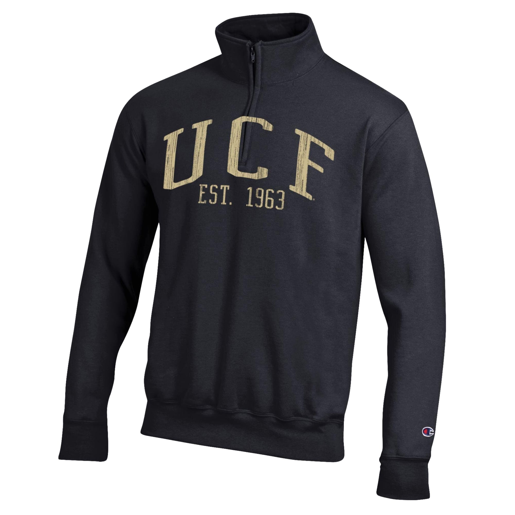 Men's Champion  Black UCF Knights Powerblend Quarter-Zip Pullover