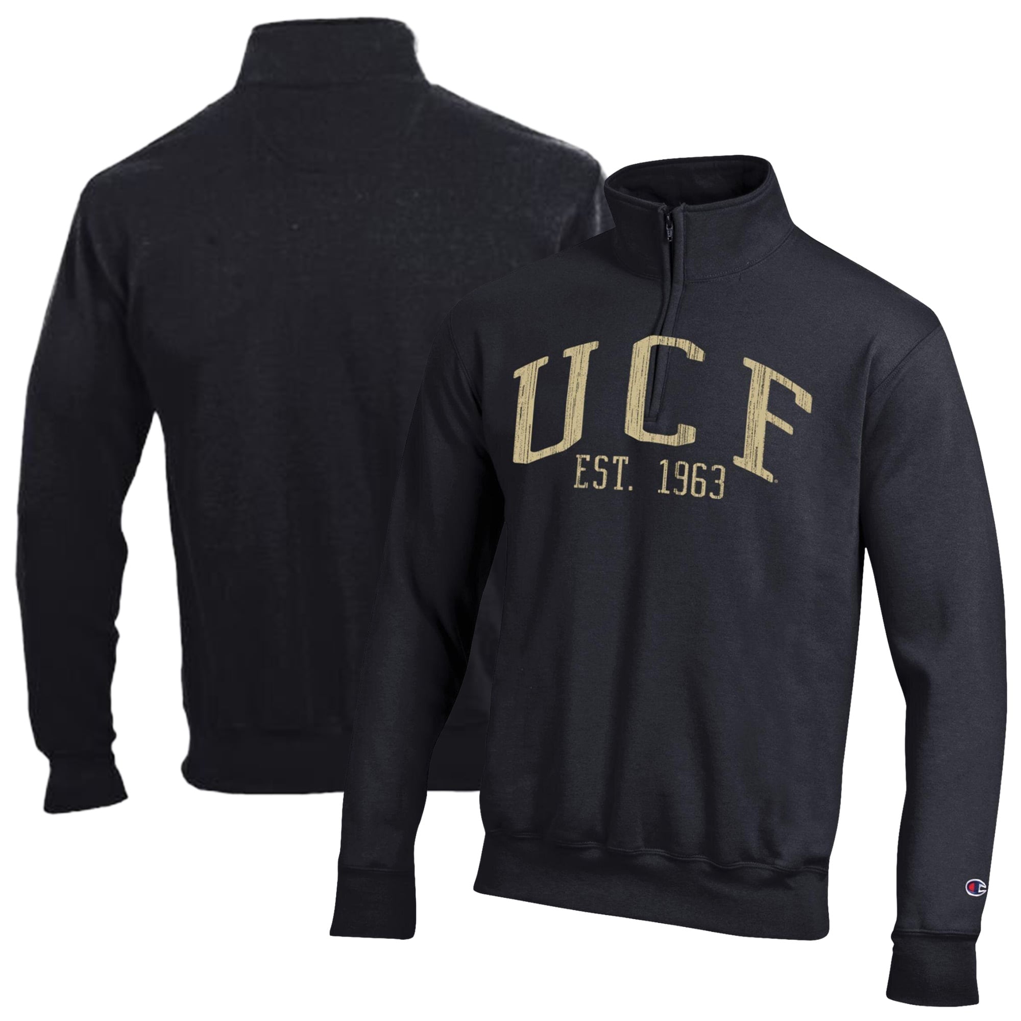 Men's Champion Black UCF Knights Powerblend Quarter-Zip Pullover