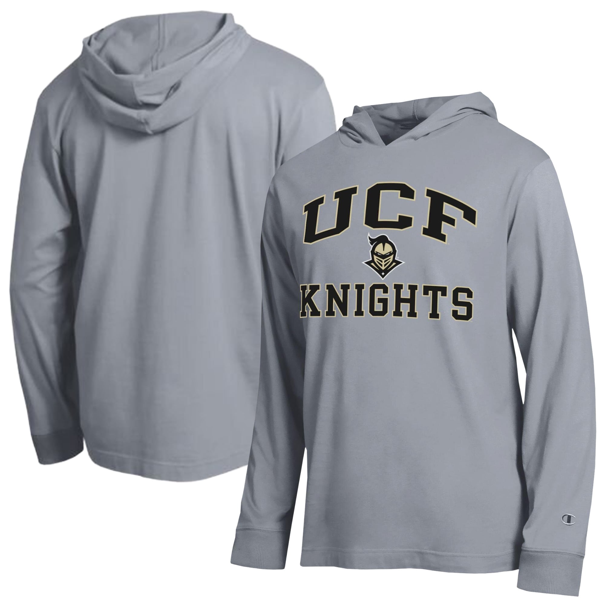 Men's Champion Heather Gray UCF Knights High Motor All-Star Long Sleeve Hooded T-Shirt