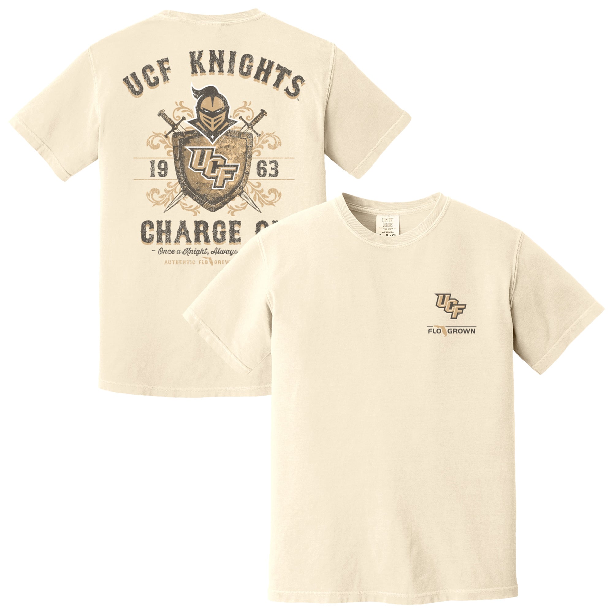 Men's FloGrown  Cream UCF Knights Vintage Mascot T-Shirt