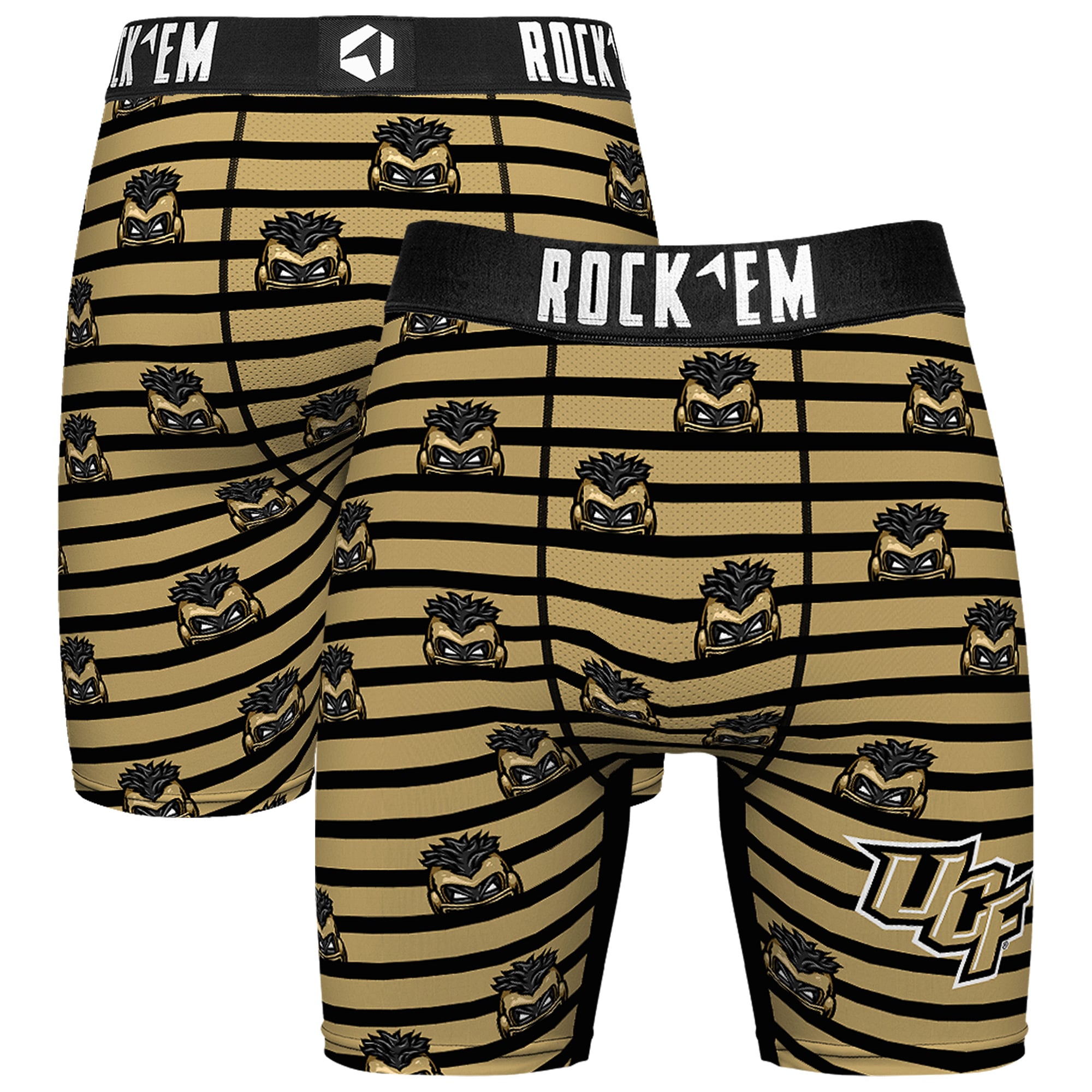 UCF Knights Rock Em Mascot Stripes Boxer Briefs - Gold