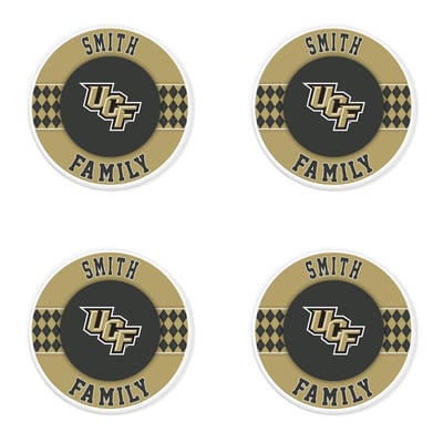 UCF Knights 4" Personalized Circular Coasters 4-Pack Set