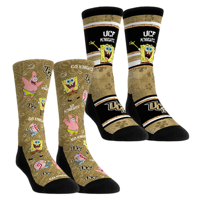  UCF Knights Rock Em Unisex SpongeBob SquarePants Two-Pack Crew Socks Set - Black
