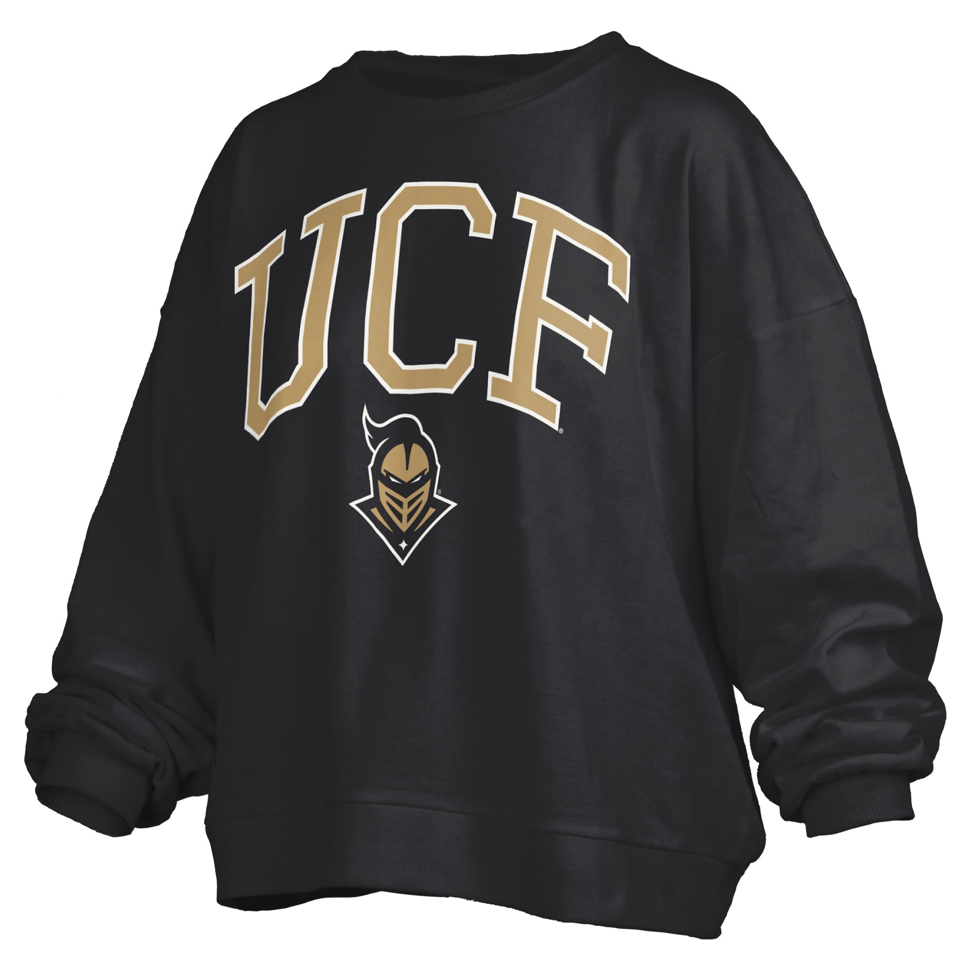 Women's Pressbox Black UCF Knights Oversized Janise Arch Over Logo Fleece Sweatshirt