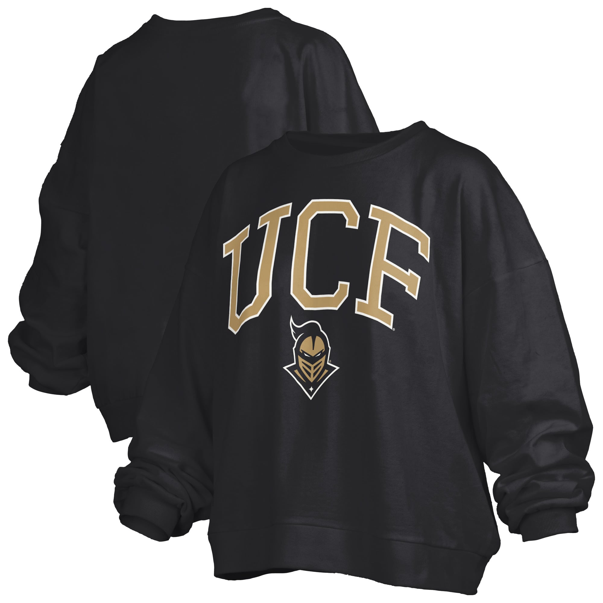 Women's Pressbox Black UCF Knights Oversized Janise Arch Over Logo Fleece Sweatshirt