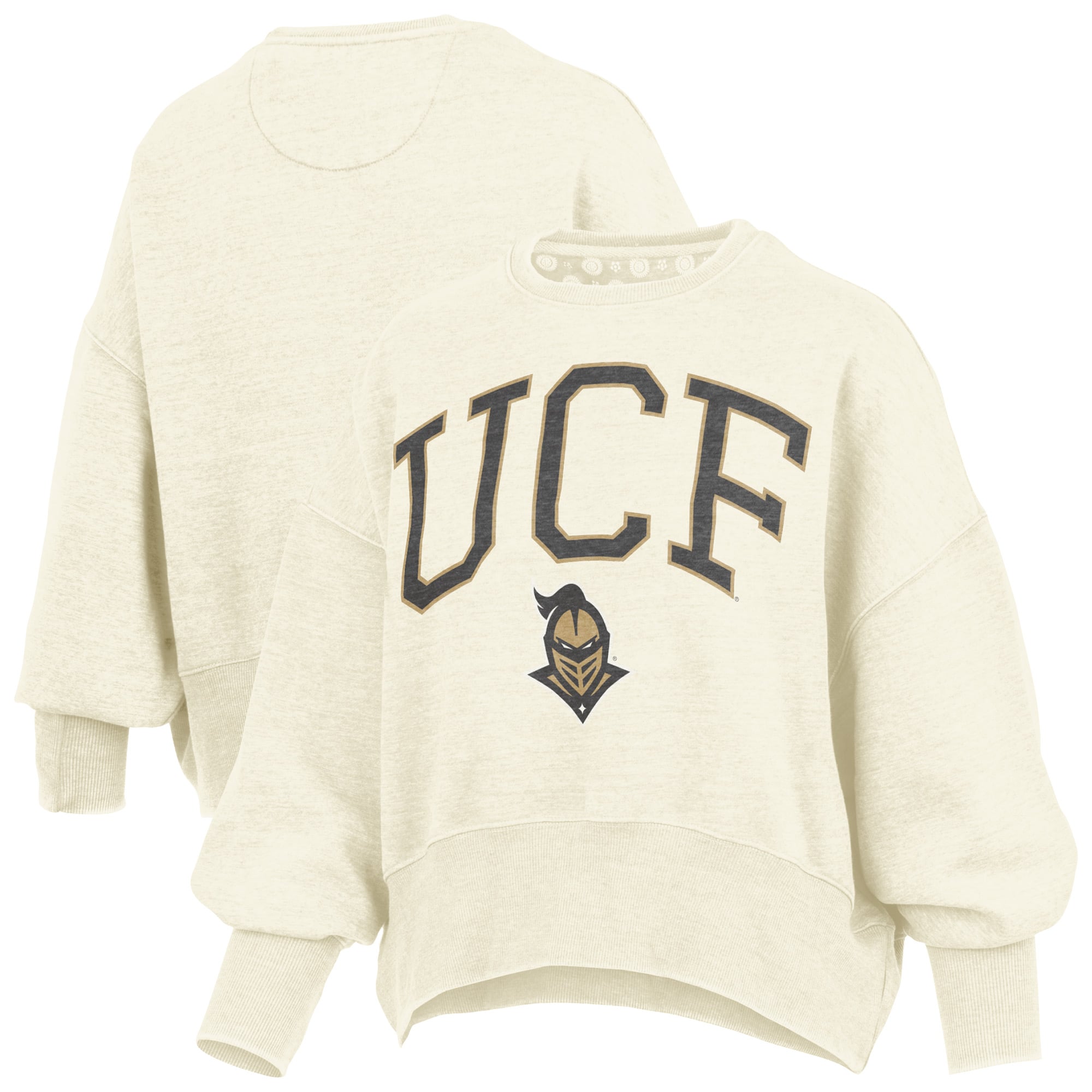 Women's Pressbox Natural UCF Knights Oversized Waist-Length Crewneck Sweatshirt