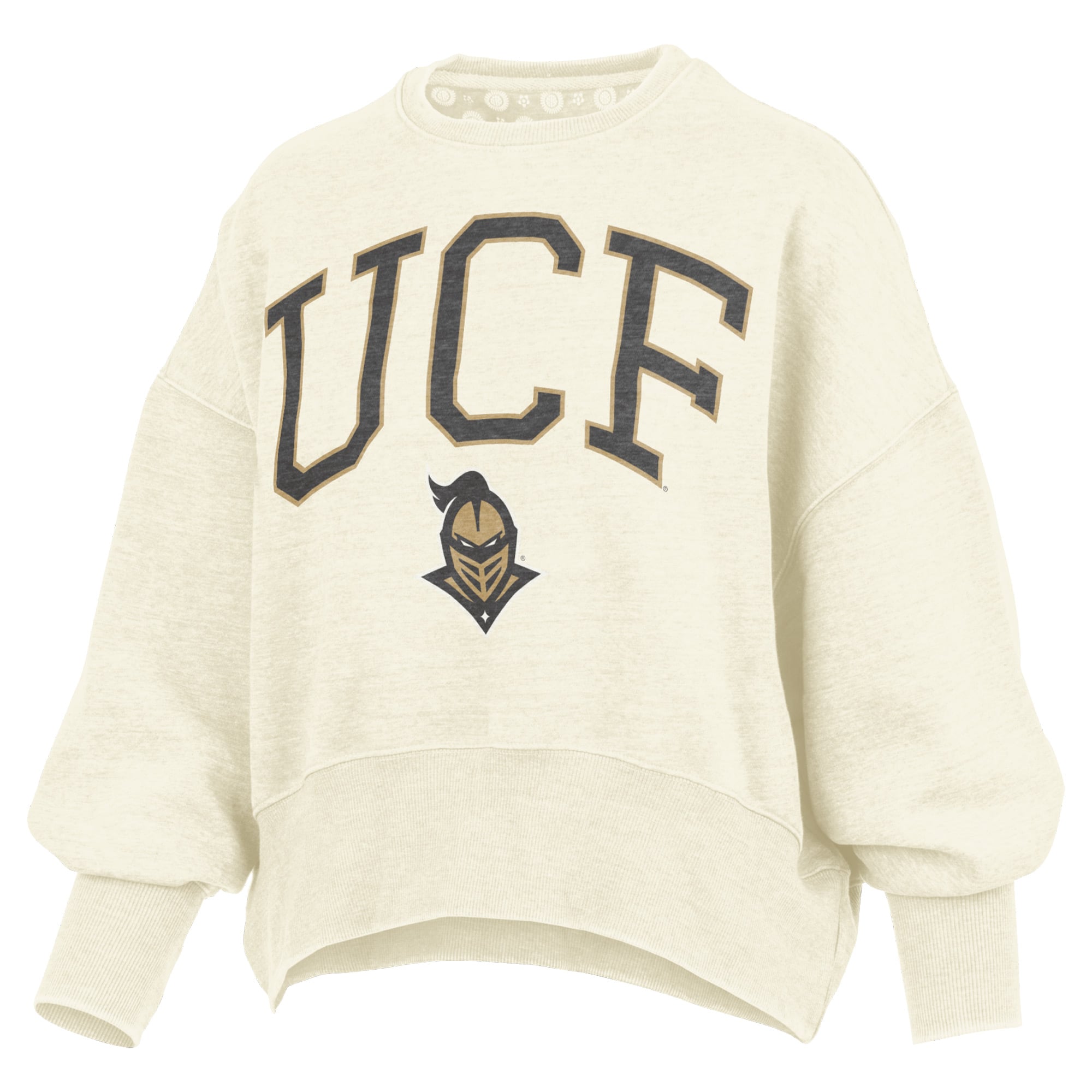 Women's Pressbox Natural UCF Knights Oversized Waist-Length Crewneck Sweatshirt