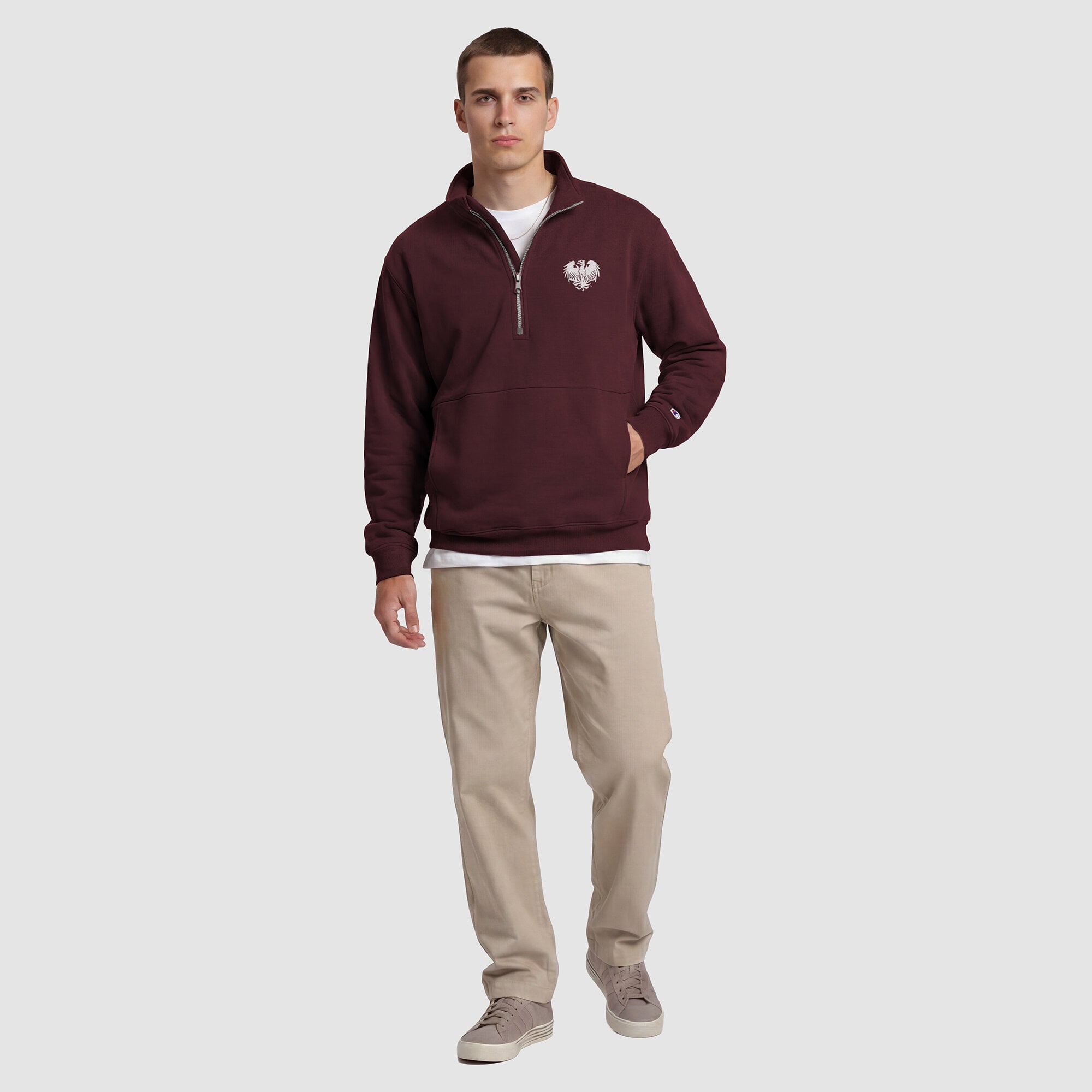 Men's Champion Maroon UChicago Maroons Quarter-Zip Fleece Pullover