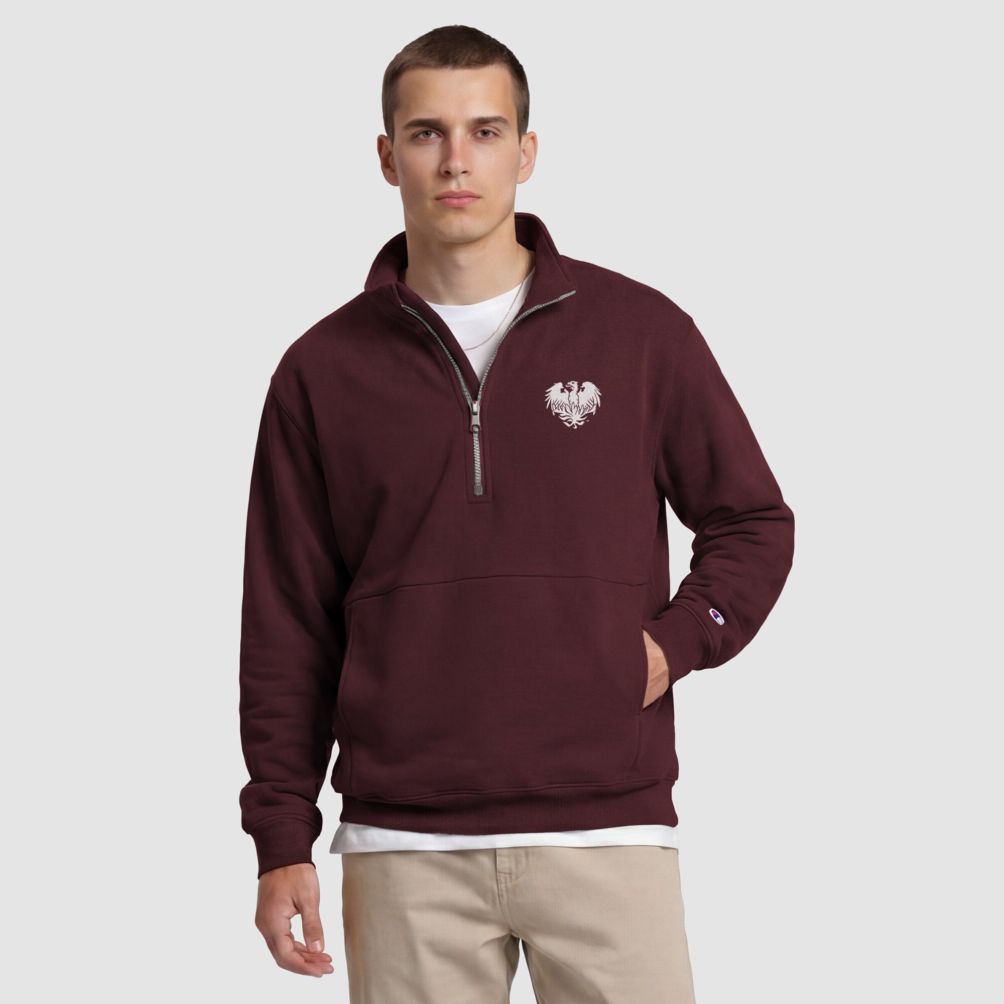 Men's Champion Maroon UChicago Maroons Quarter-Zip Fleece Pullover