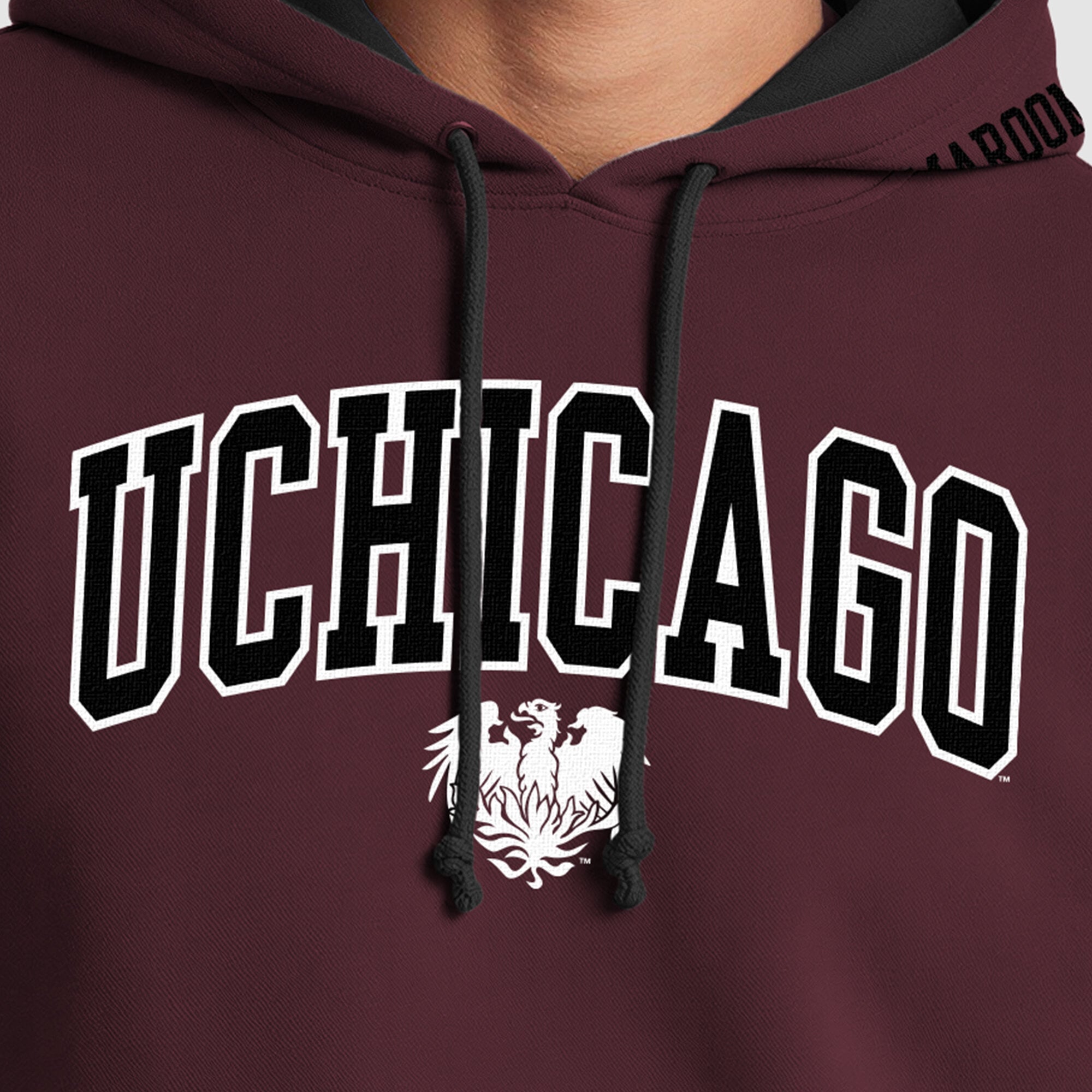 Sweat à capuche contrasté Champion bordeaux/noir pour homme, aux couleurs des UChicago Maroons