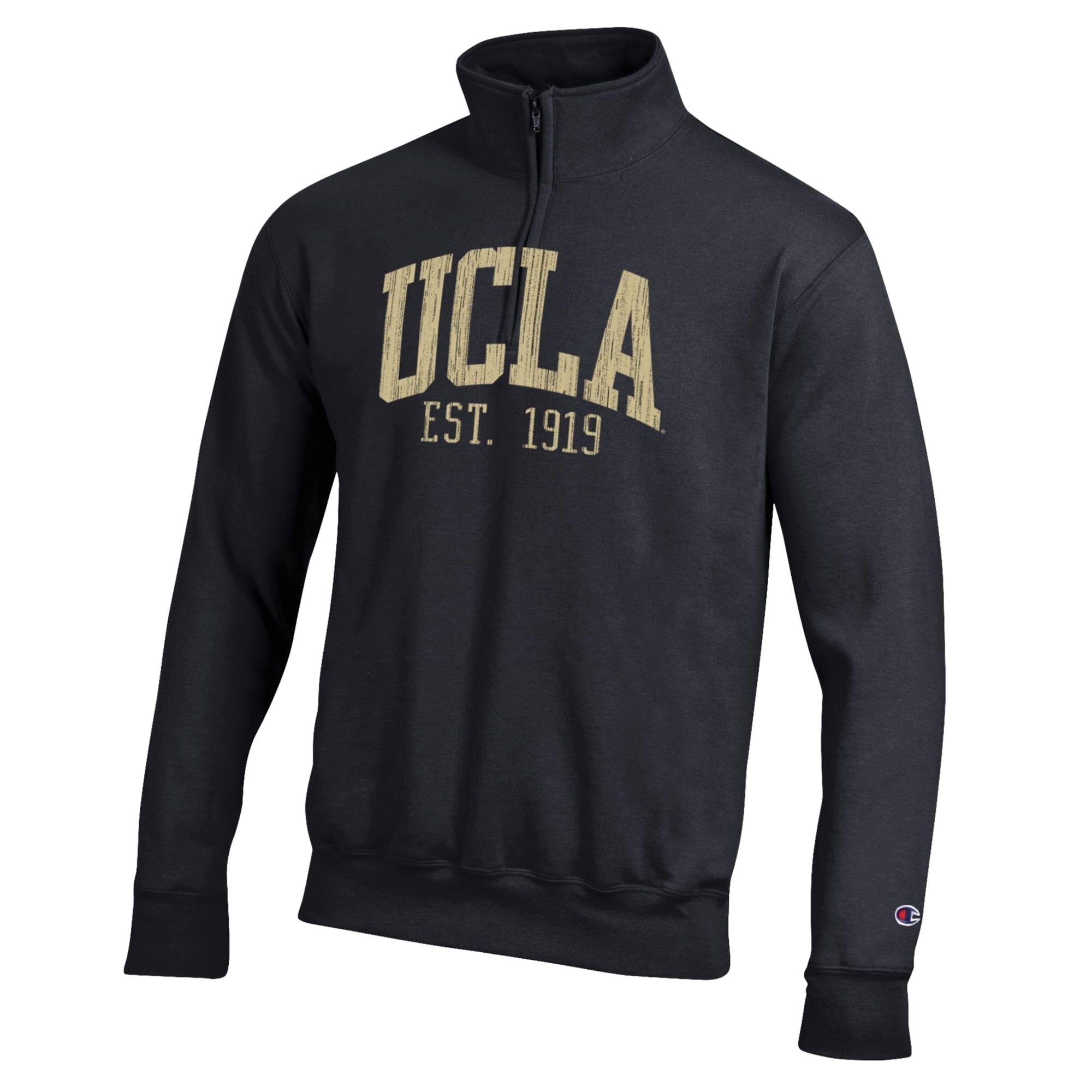 Men's Champion  Black UCLA Bruins Powerblend Quarter-Zip Pullover