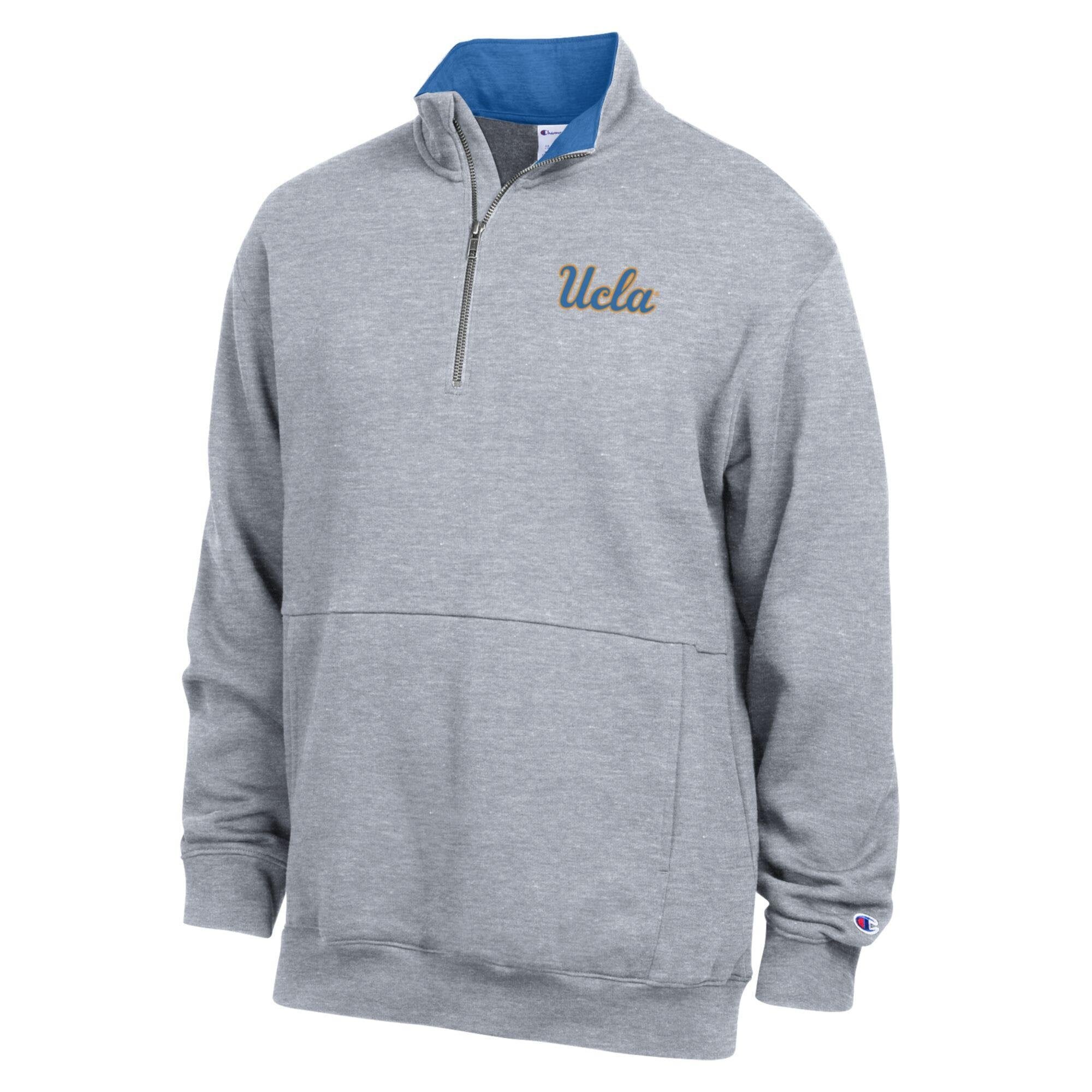Men's Champion Heather Gray UCLA Bruins Fleece Quarter-Zip Pullover