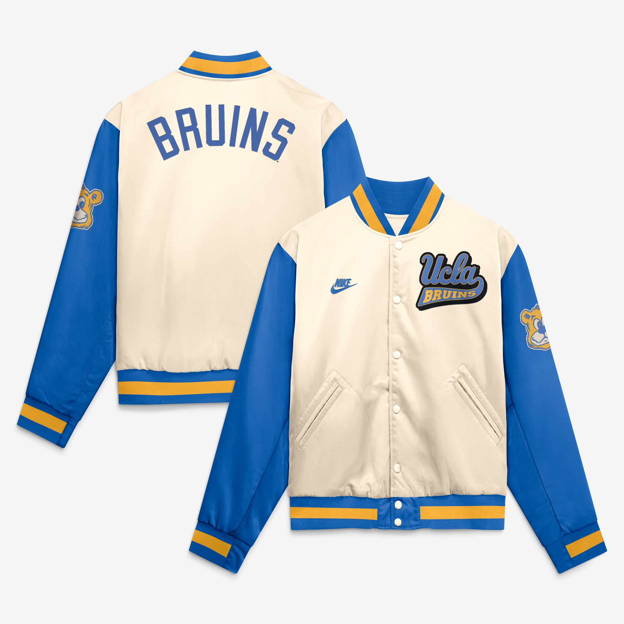 Men's Nike  Natural/Blue UCLA Bruins Legacy Full-Snap Bomber Jacket