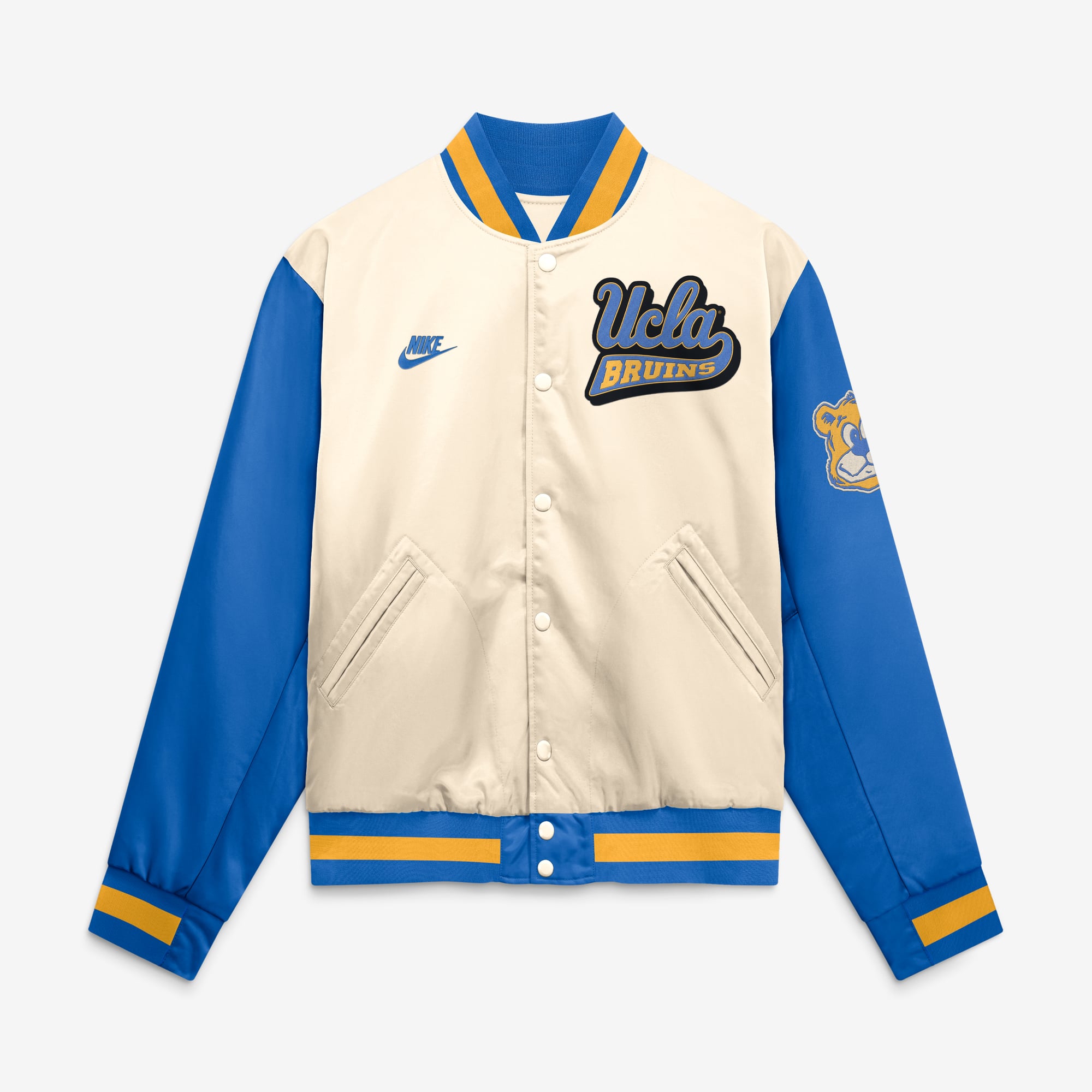 Men's Nike  Natural/Blue UCLA Bruins Legacy Full-Snap Bomber Jacket