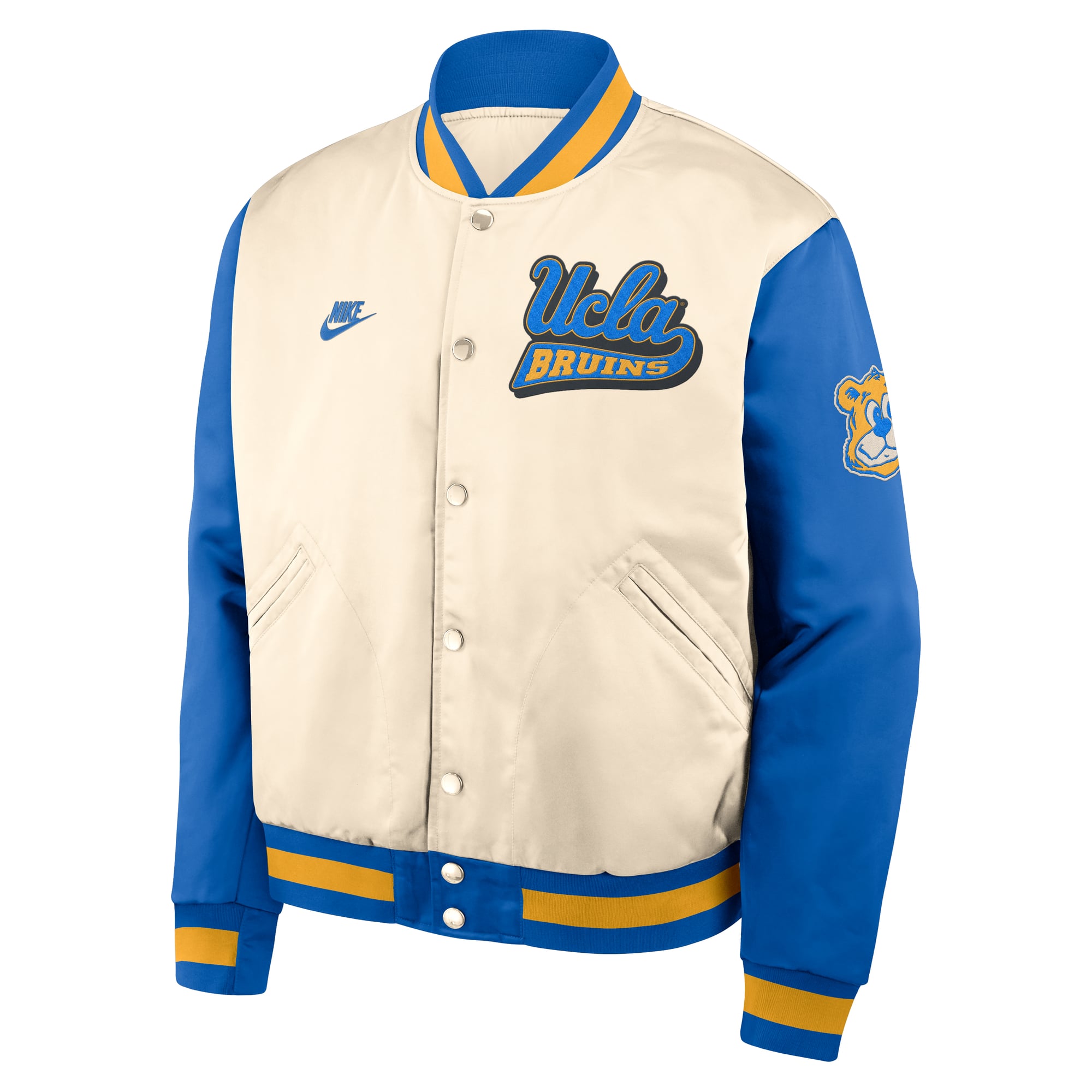 Men's Nike  Natural/Blue UCLA Bruins Legacy Full-Snap Bomber Jacket