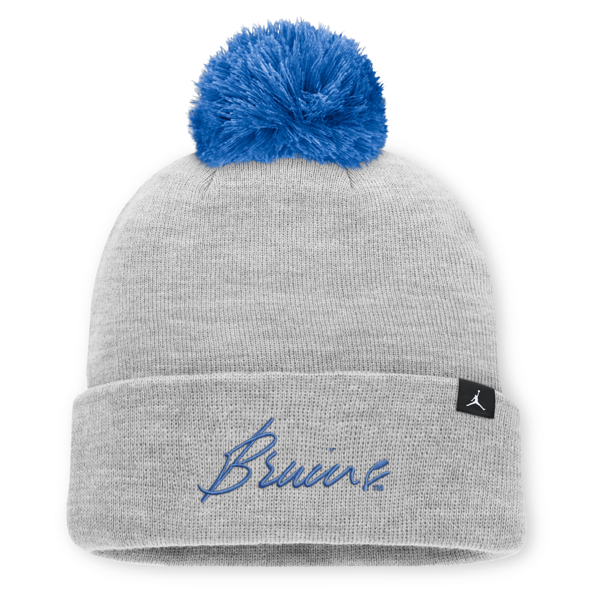 Bonnet unisexe Jordan Brand gris chiné UCLA Bruins Primetime Script à revers et pompon