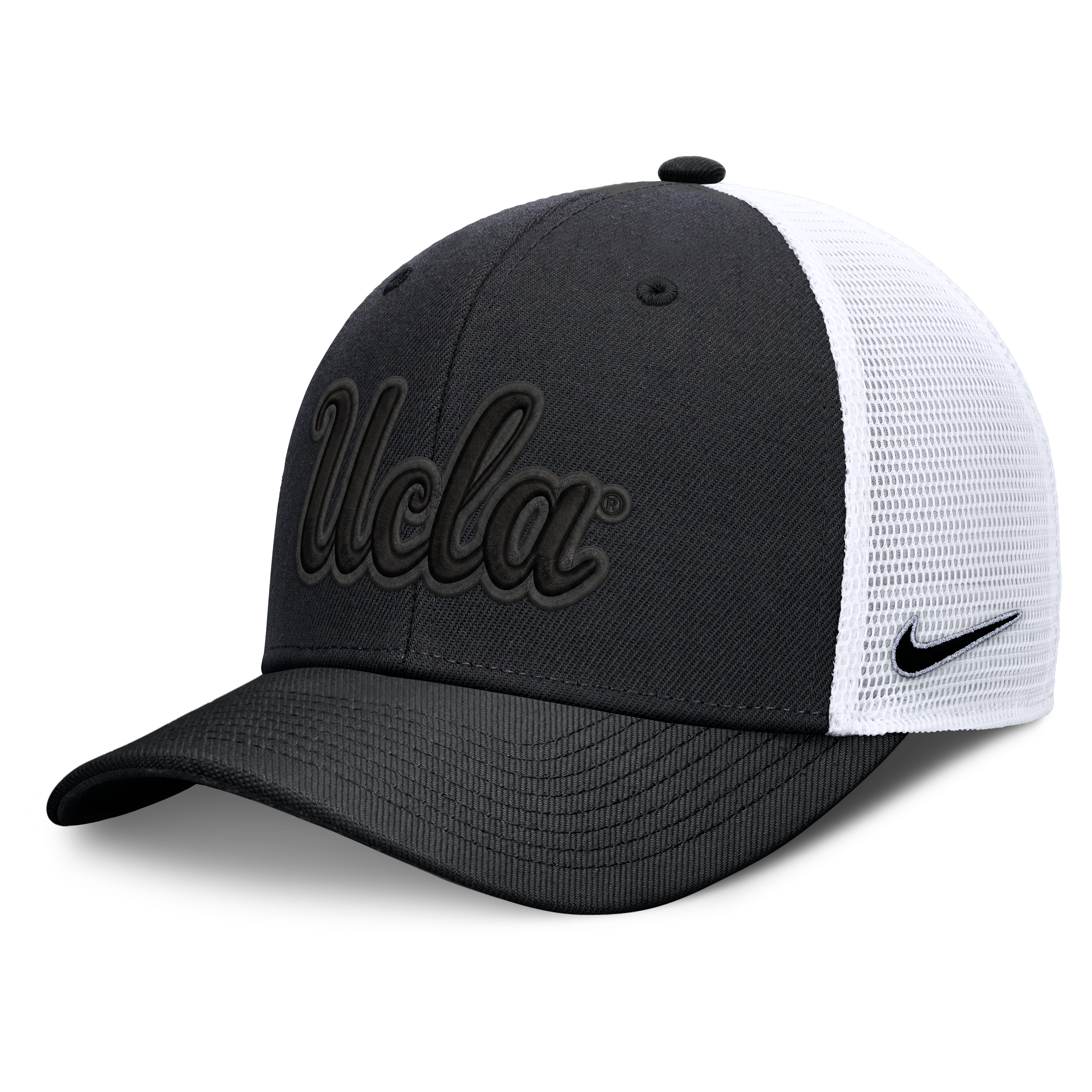Casquette trucker unisexe Nike noire UCLA Bruins Tonal Dri-FIT Rise ajustable