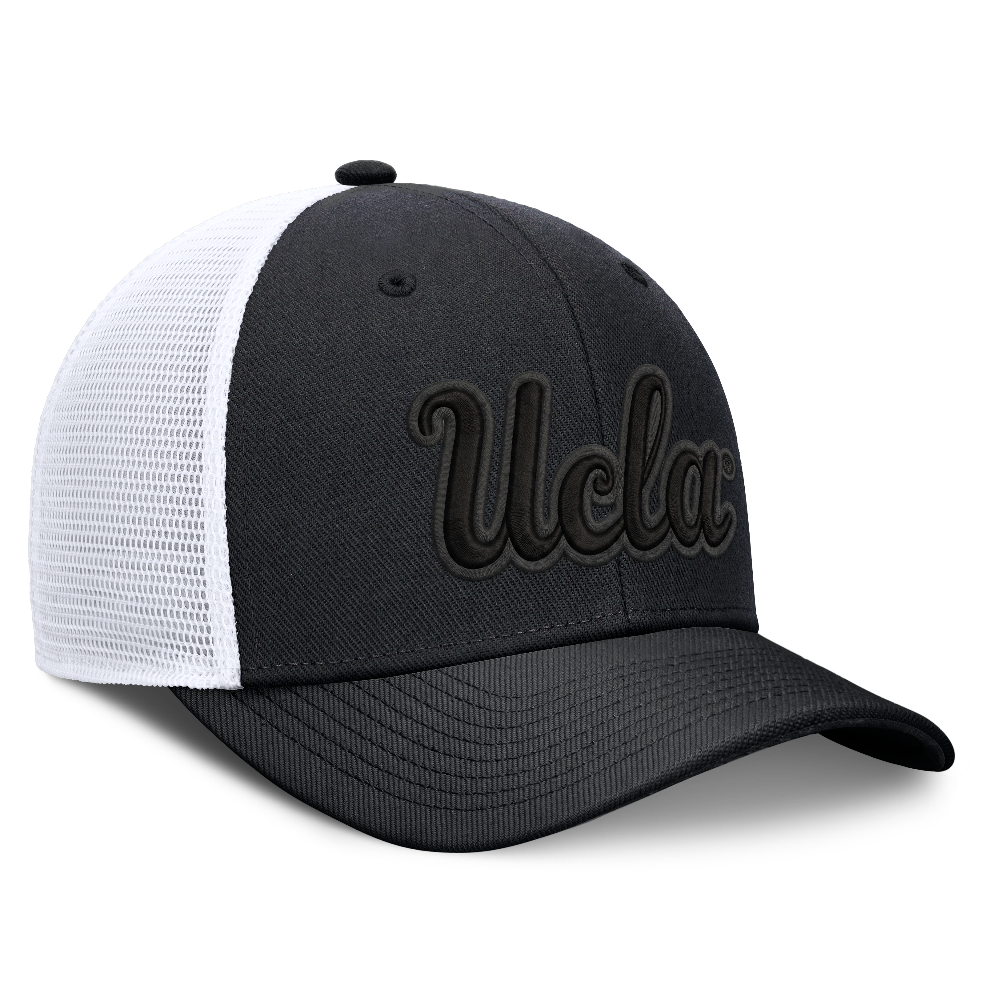 Casquette trucker unisexe Nike noire UCLA Bruins Tonal Dri-FIT Rise ajustable