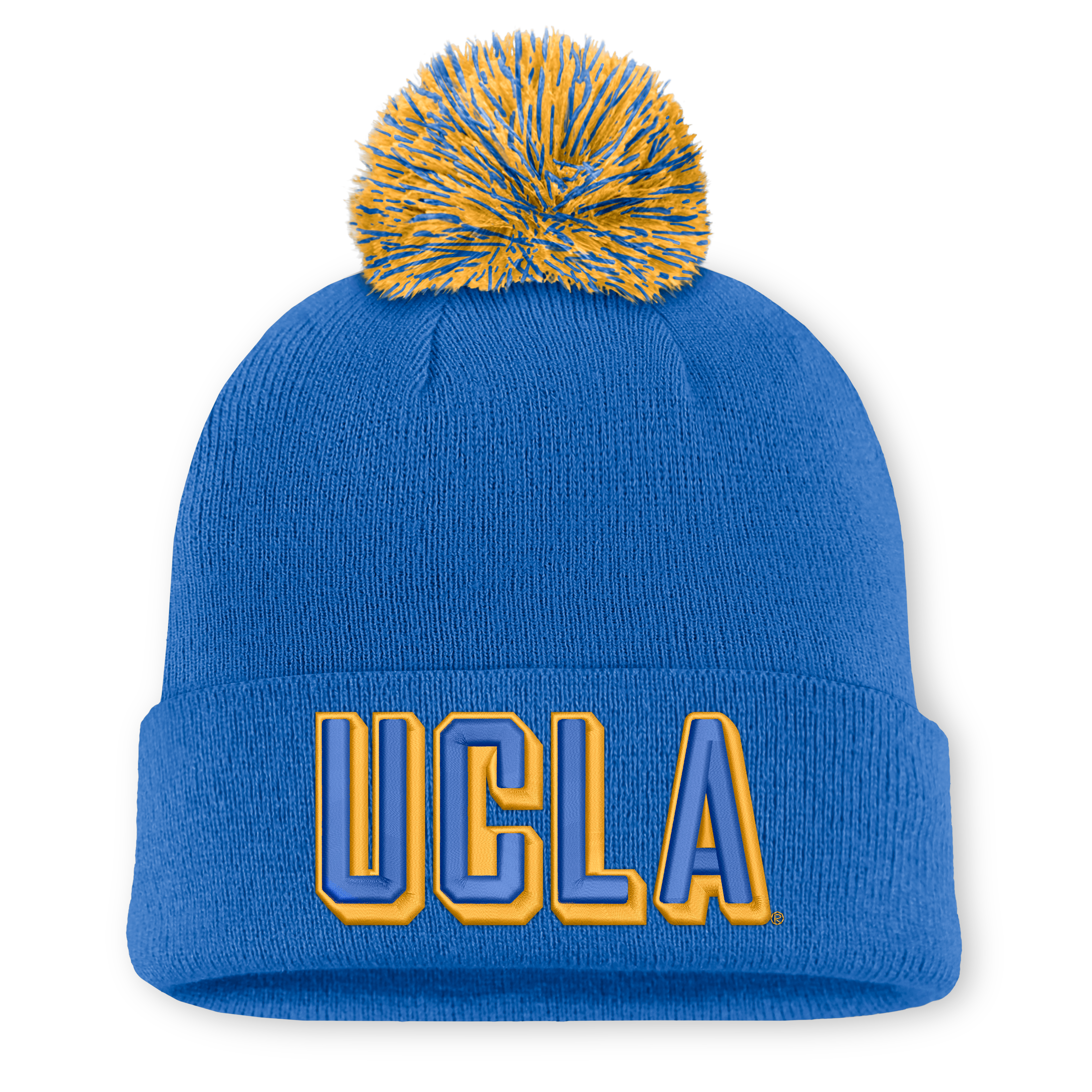 Bonnet unisexe Nike blanc à pompon, orné de la mascotte des Bruins l'UCLA.