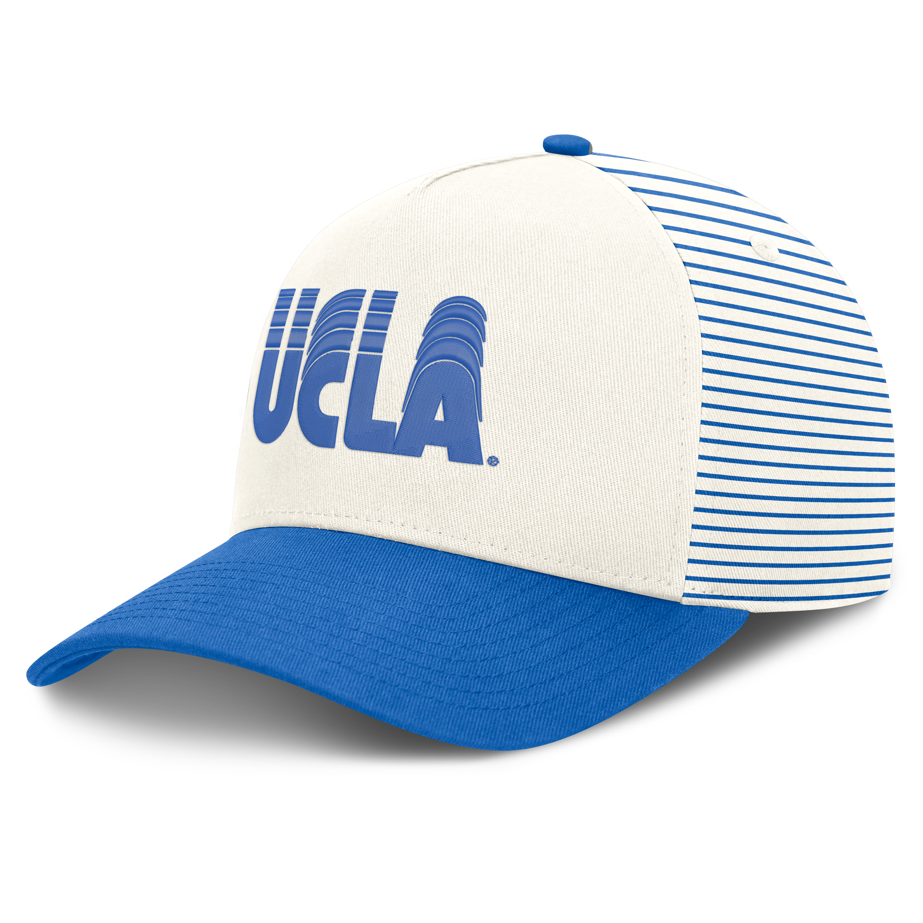 Casquette unisexe Nike blanche/bleue UCLA Bruins Vault à rayures et taille ajustable
