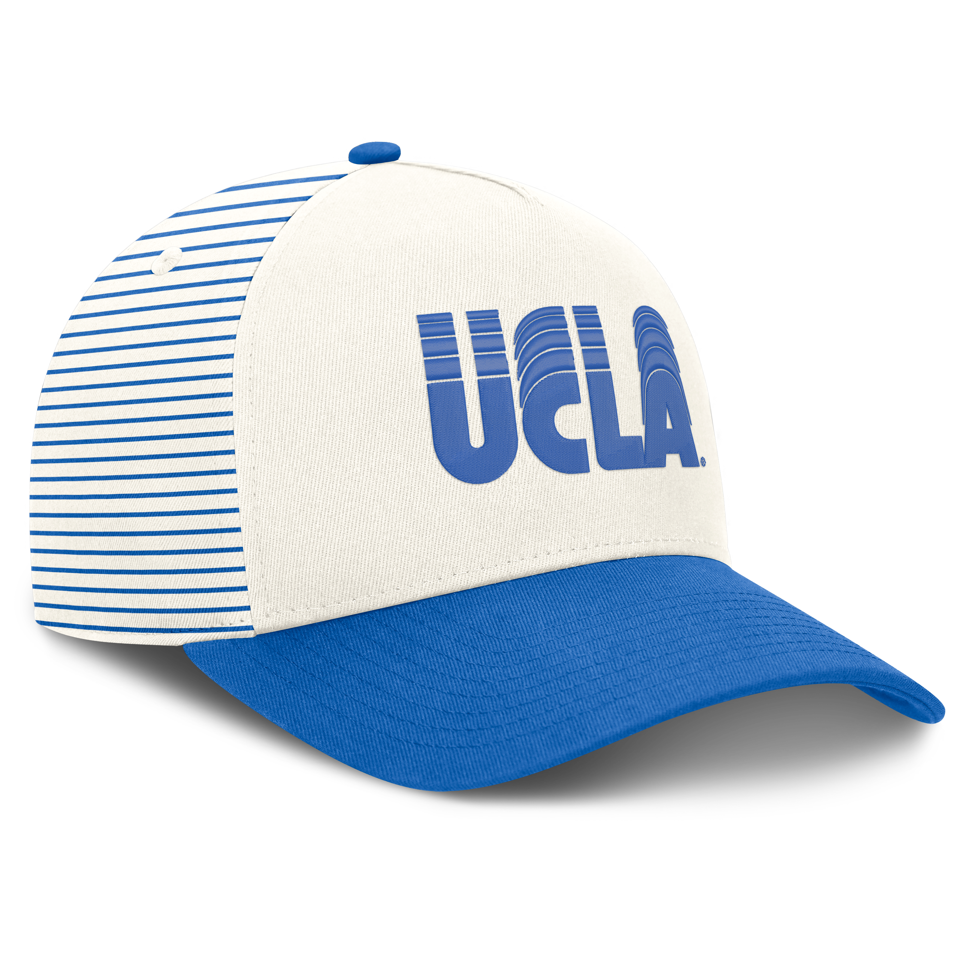 Casquette unisexe Nike blanche/bleue UCLA Bruins Vault à rayures et taille ajustable