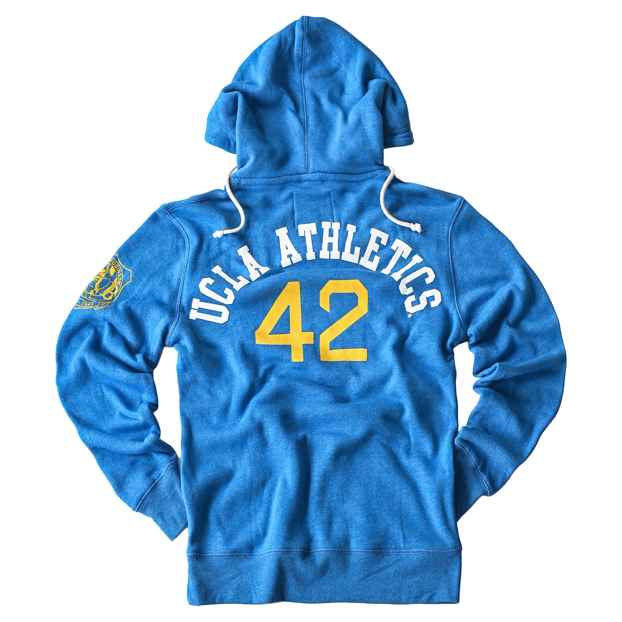Sweat à capuche unisexe Roots of Fight x UCLA Bruins Jackie Robinson bleu n° 42 en mélange de trois matières