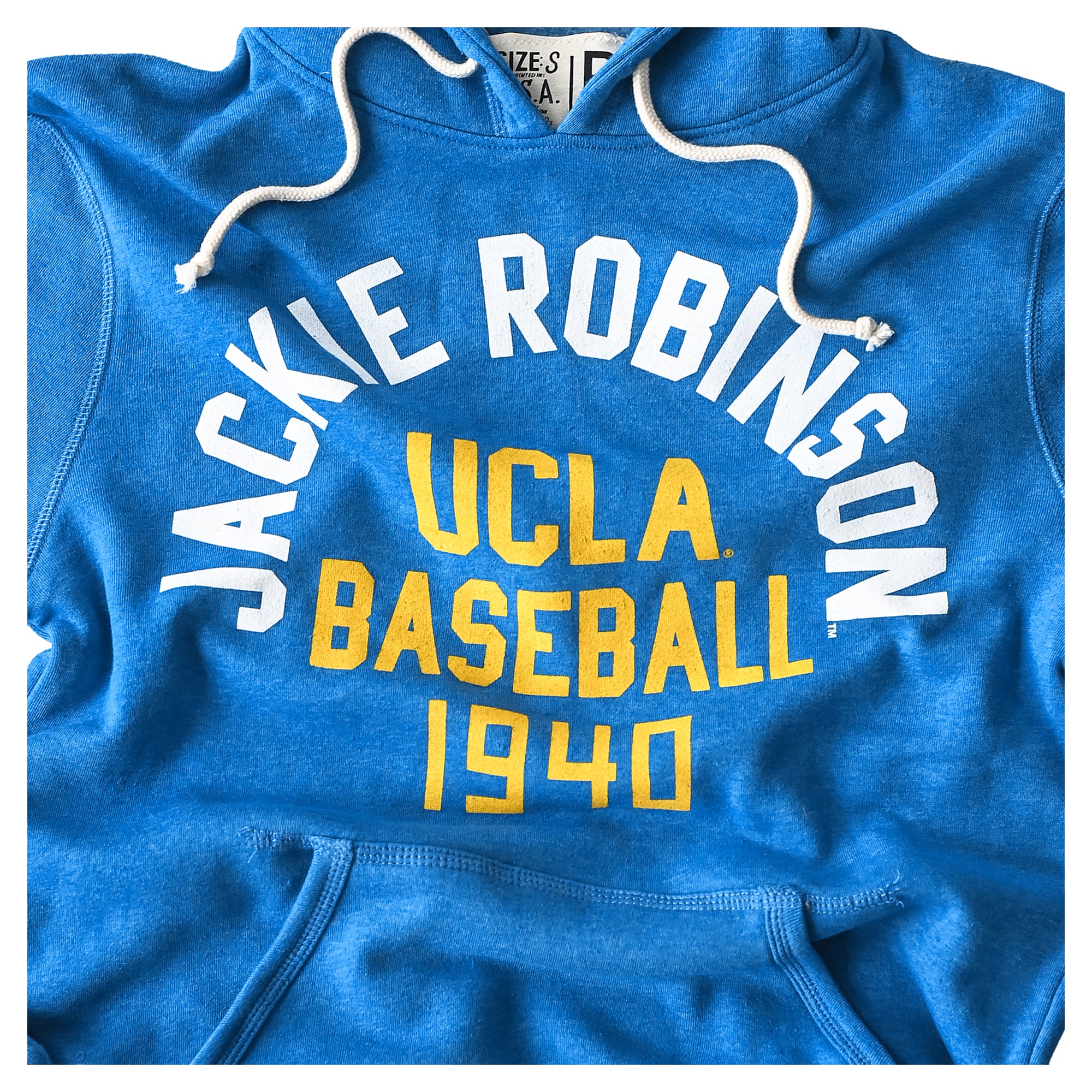 Sweat à capuche unisexe Roots of Fight x UCLA Bruins Jackie Robinson bleu n° 42 en mélange de trois matières
