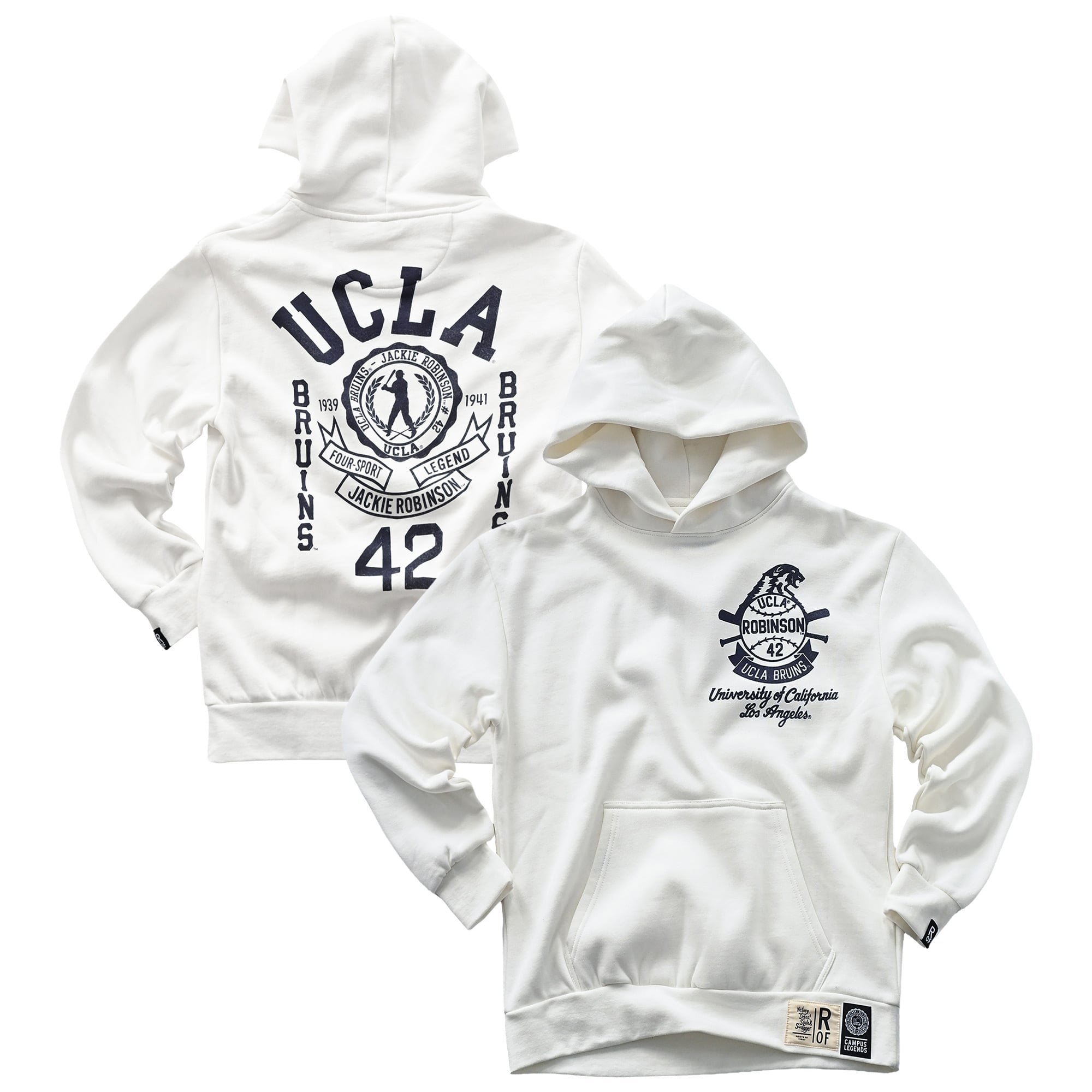 Sweat à capuche unisexe blanc épais Roots of Fight x UCLA Bruins Jackie Robinson
