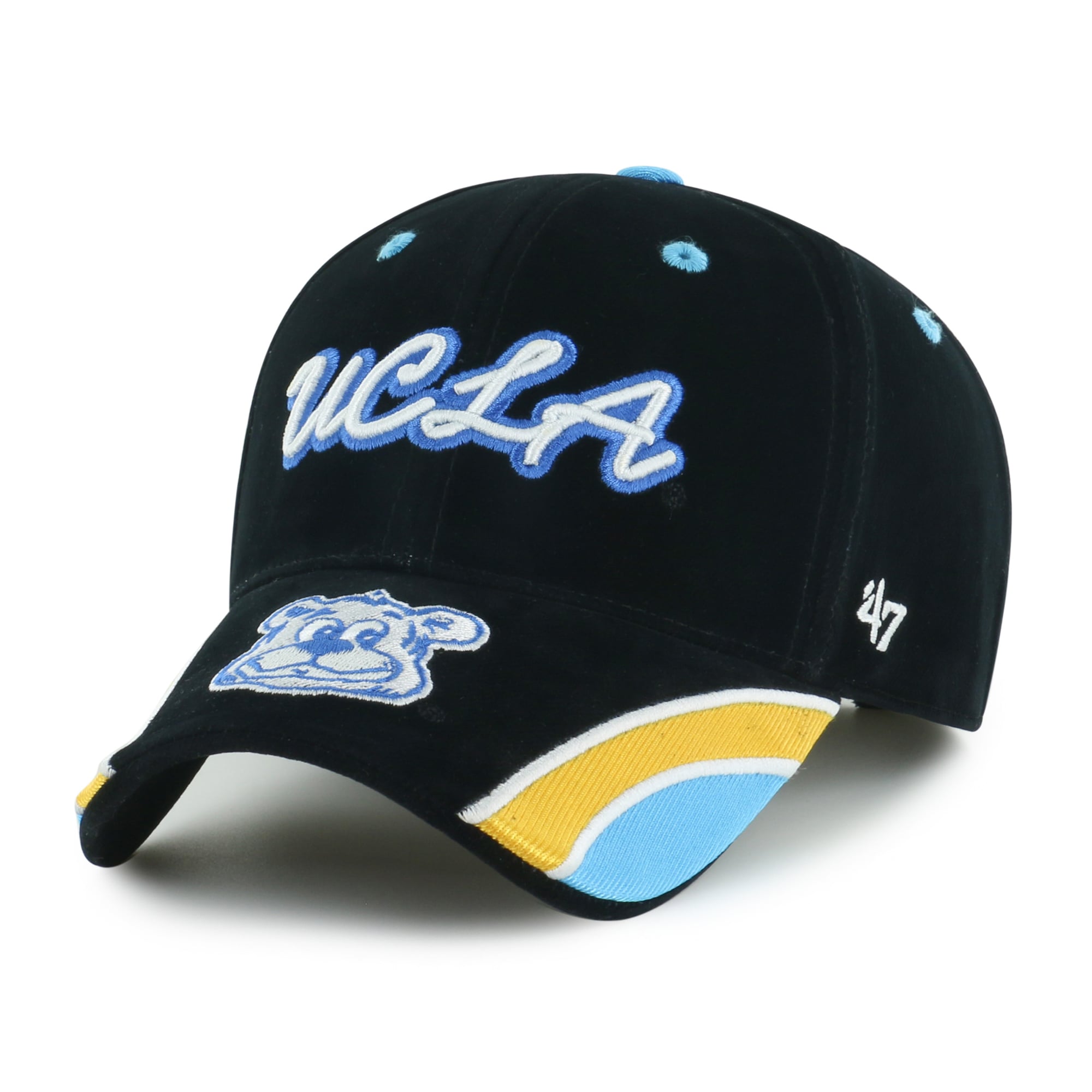 Casquette ajustable UCLA Bruins '47 en velours denim noir avec inscription MVP